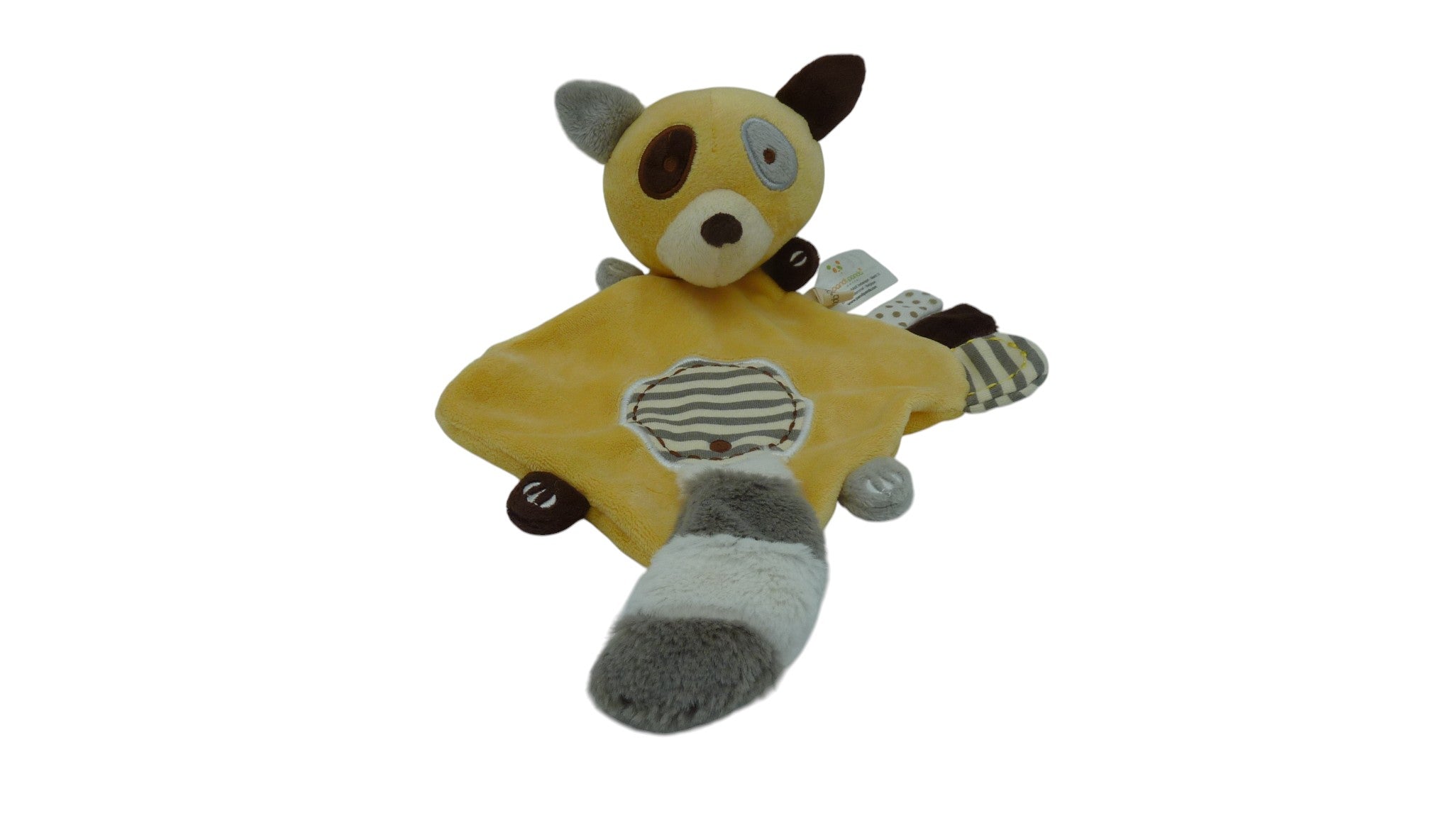Doudou raton laveur plat jaune - Pandi Panda