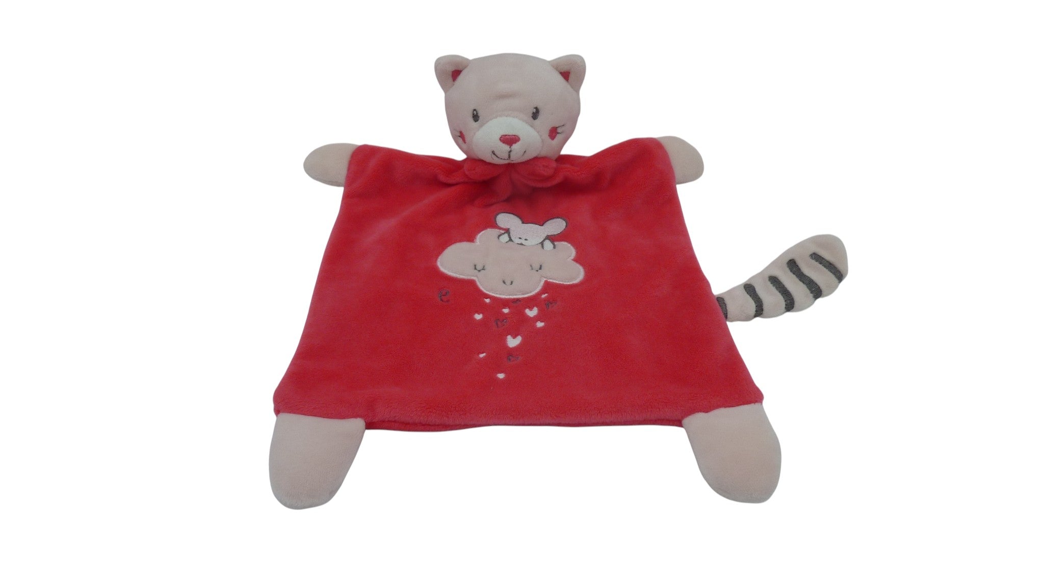 Doudou chat plat fuchsia rose - Mots d'Enfants