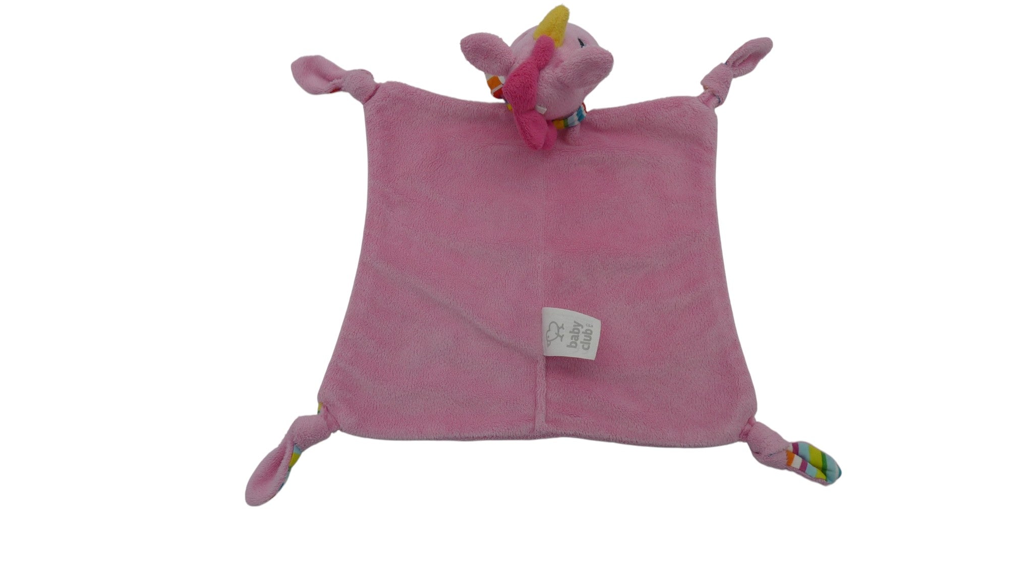 Doudou licorne rose plat - Baby Club