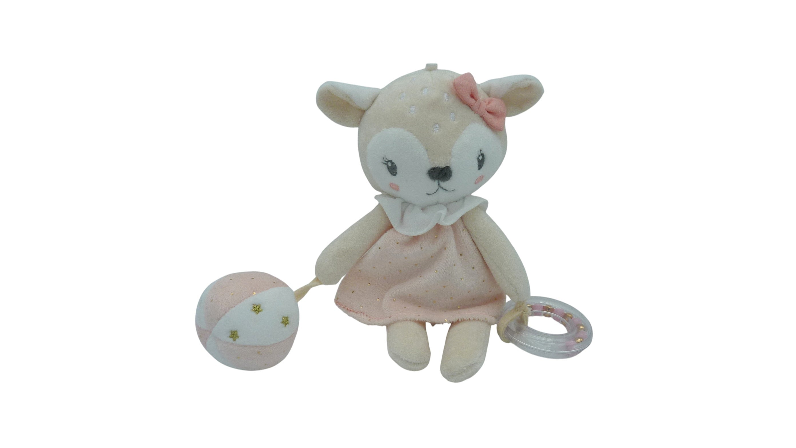 Peluche éveil biche blanc beige - Mots d'Enfants - 27 cm