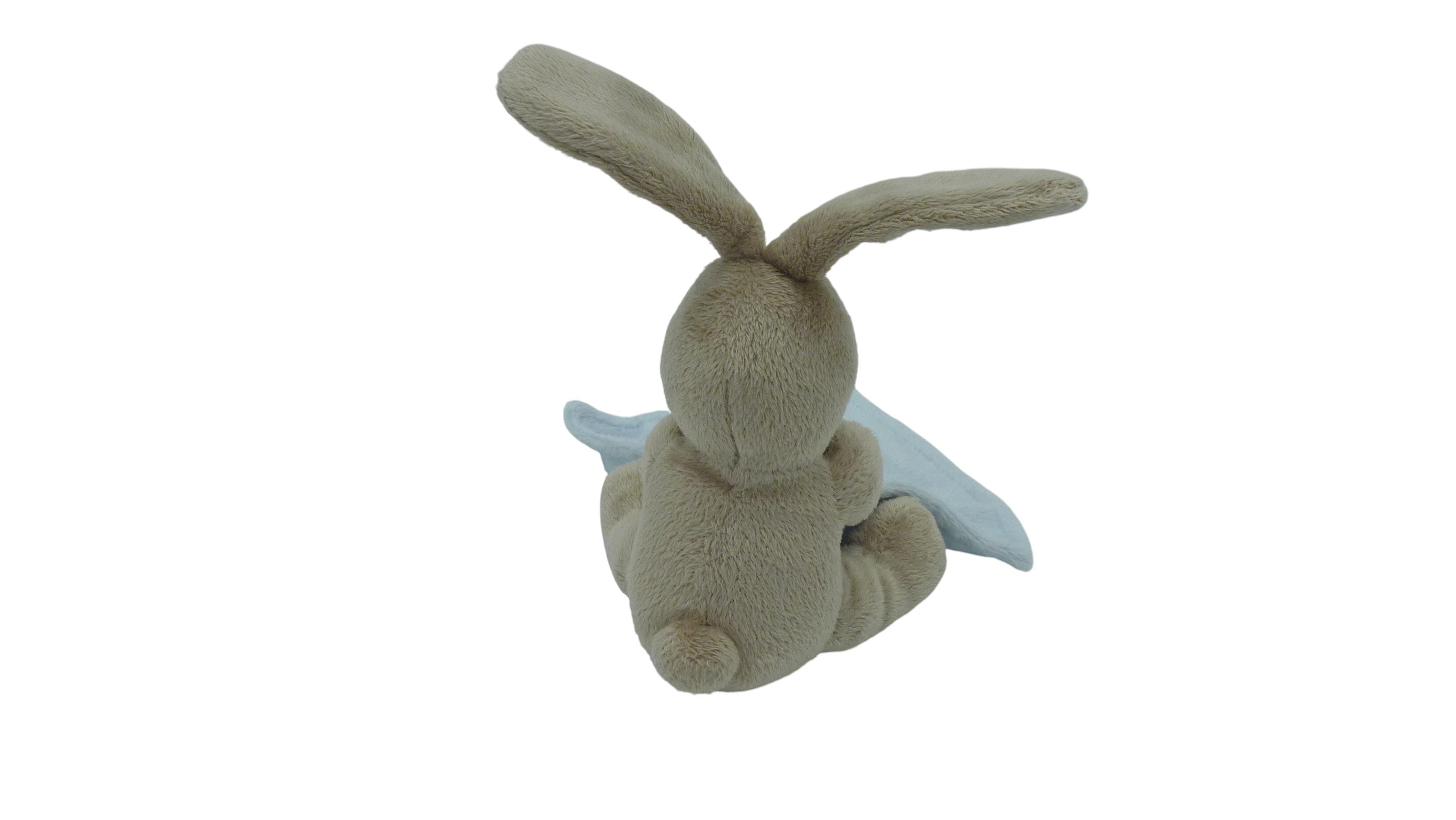 Peluche lapin mouchoir marron bleu - Grain de Blé
