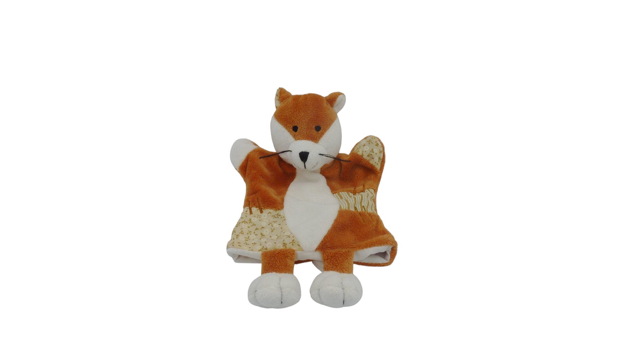 Doudou renard marionnette marron blanc - Histoire d'Ours - 22 cm