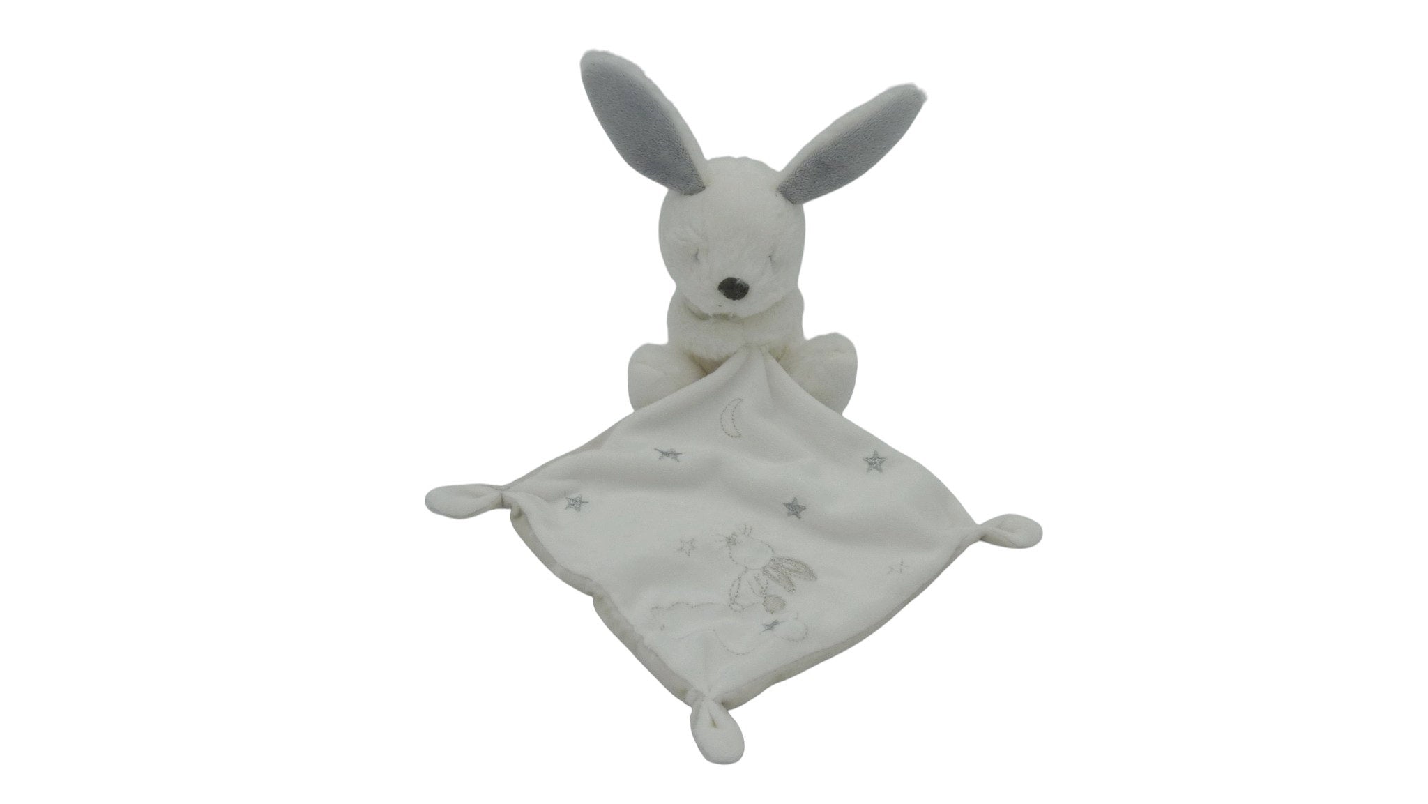Doudou mouchoir lapin gris blanc - Nicotoy