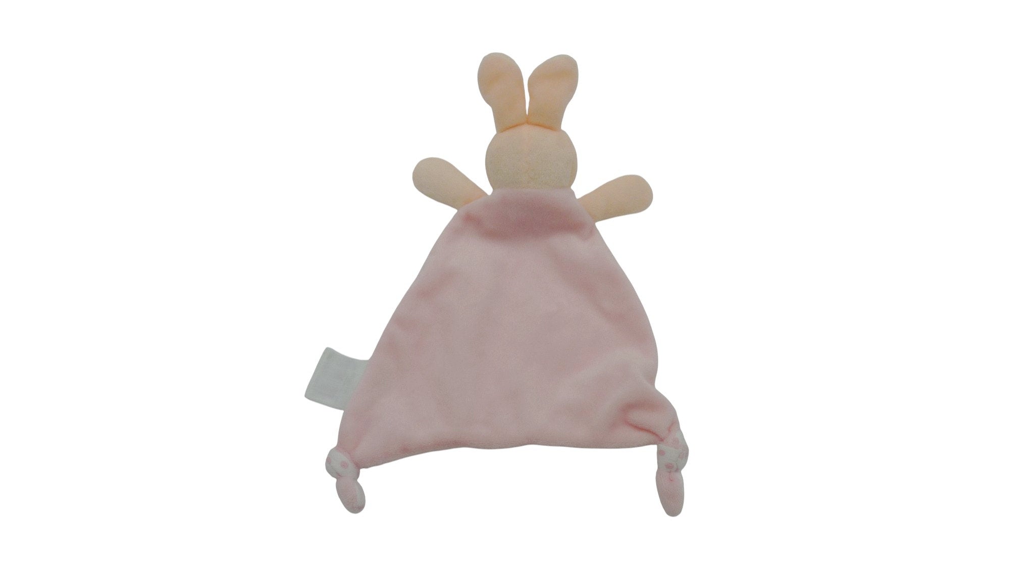 Doudou lapin plat rose blanc - Mes Petits Cailloux