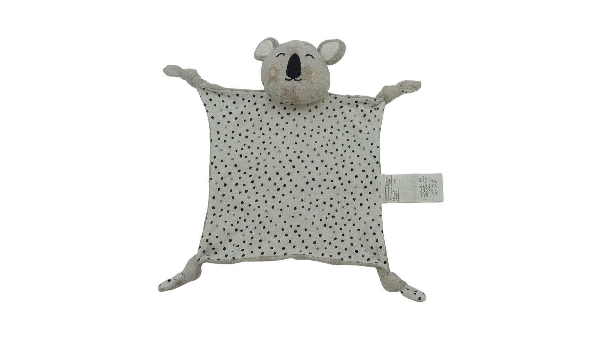 Doudou koala plat gris blanc - Vertbaudet