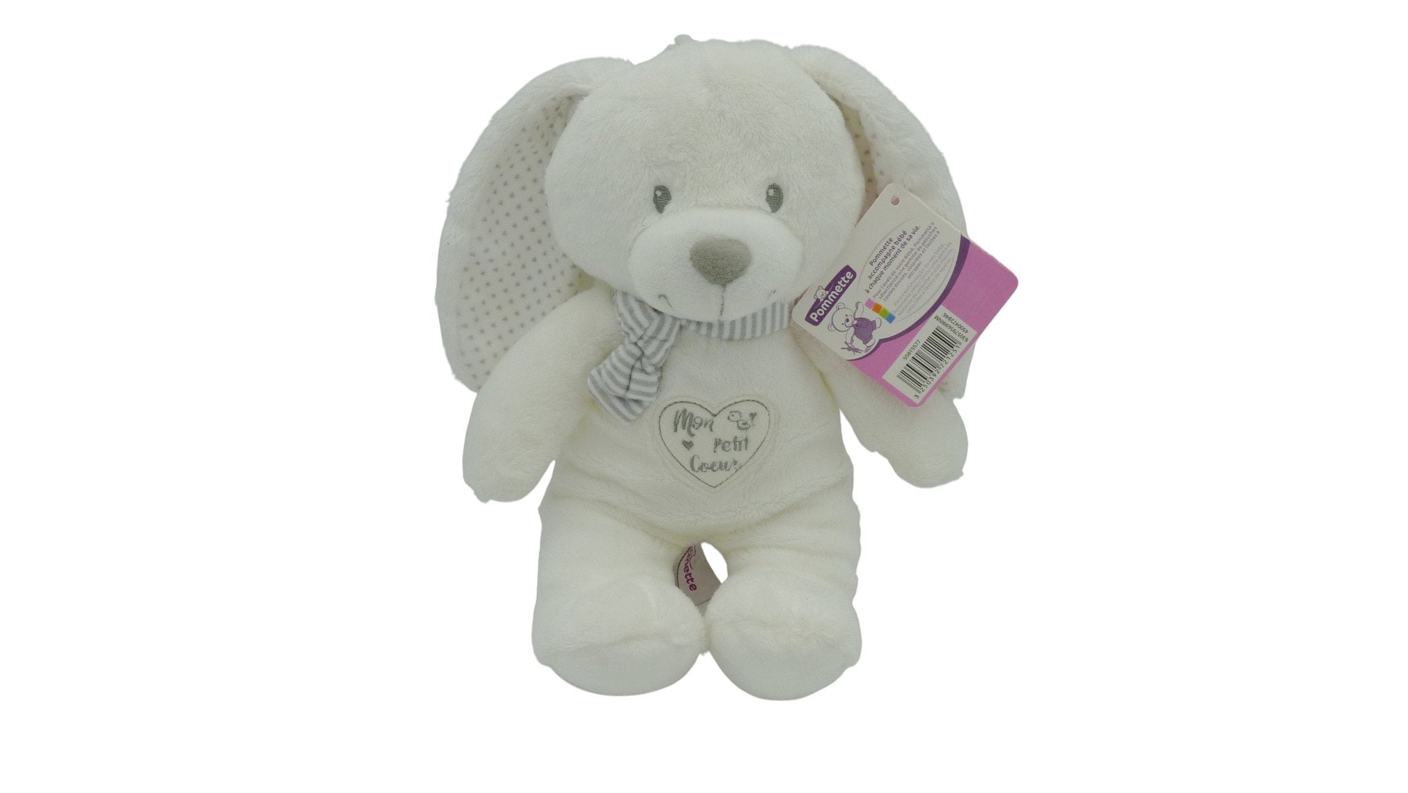 Peluche lapin blanc - Mon Petit Cœur - Pommette