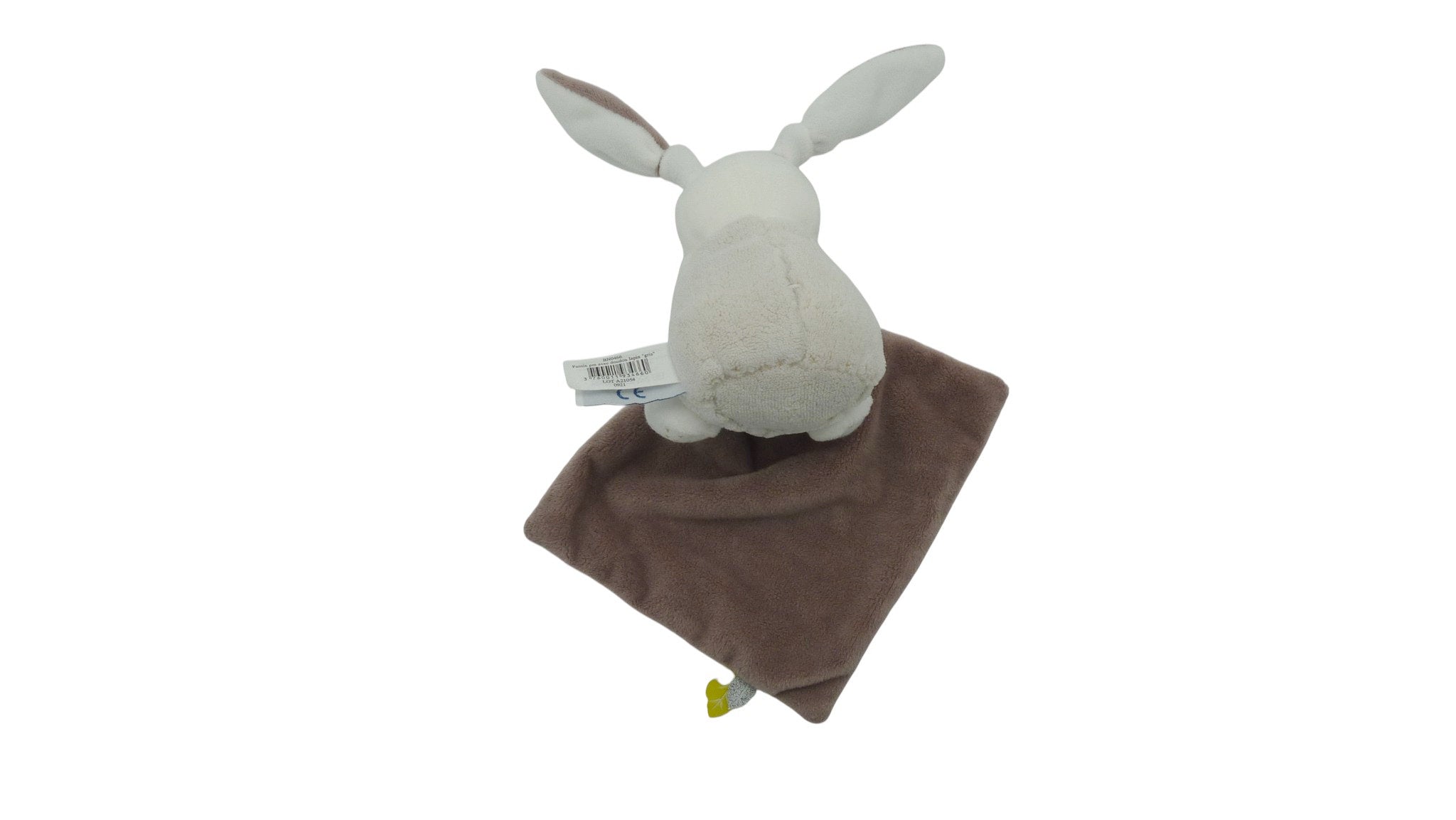 Peluche mouchoir lapin blanc marron - Les Layettes - BN0466 Baby'nat