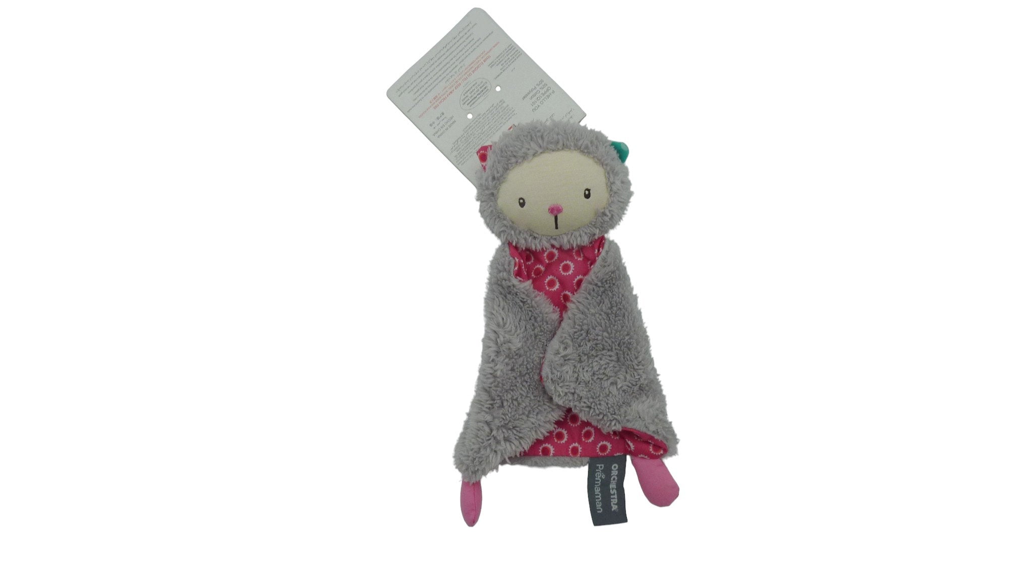 Doudou chat plat rose gris - Orchestra