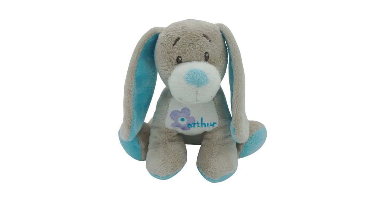 Peluche chien Arthur et Lola 17 cm – Rose Lola ou Bleu Arthur