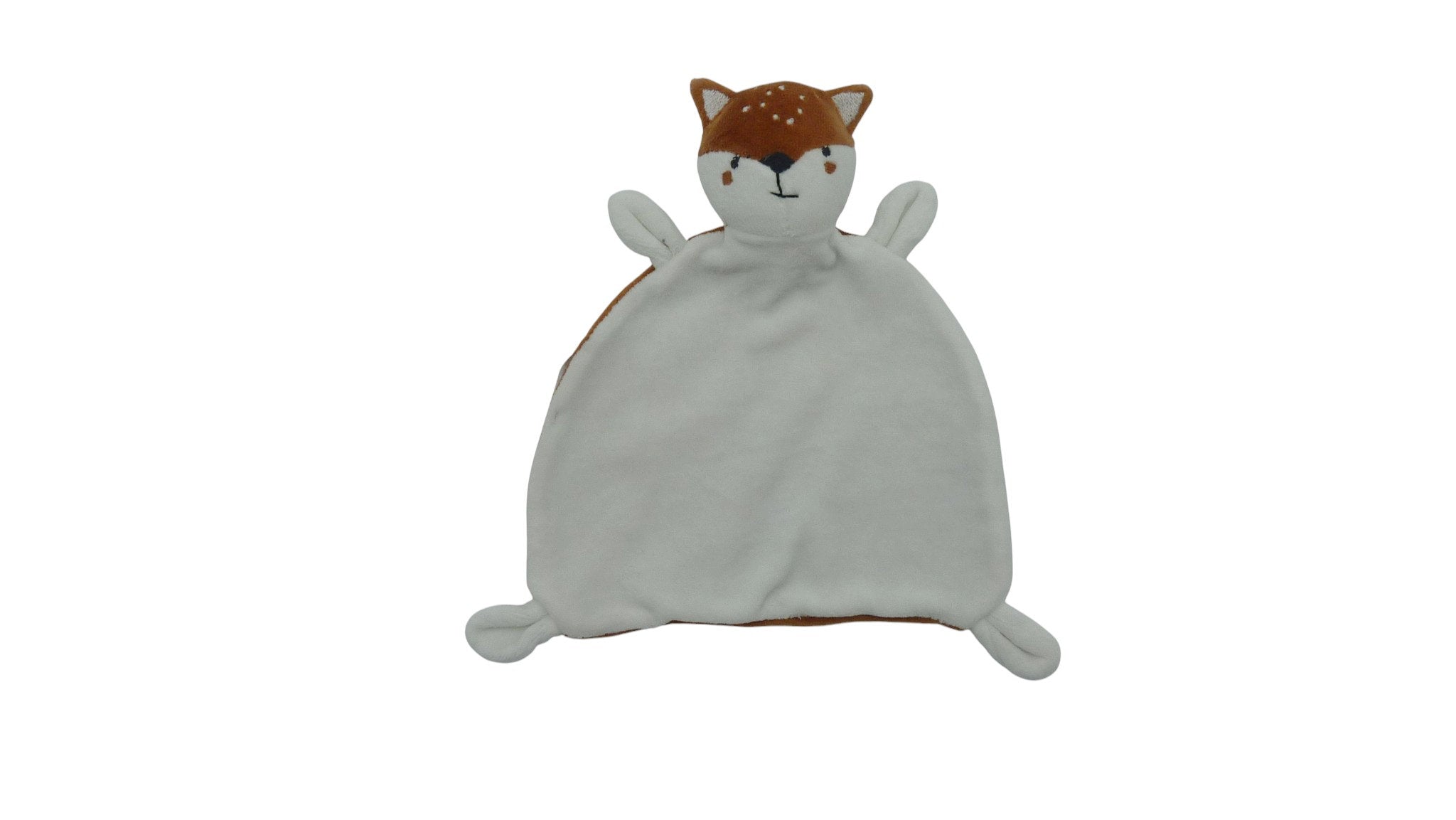 Doudou renard plat blanc marron - DPAM