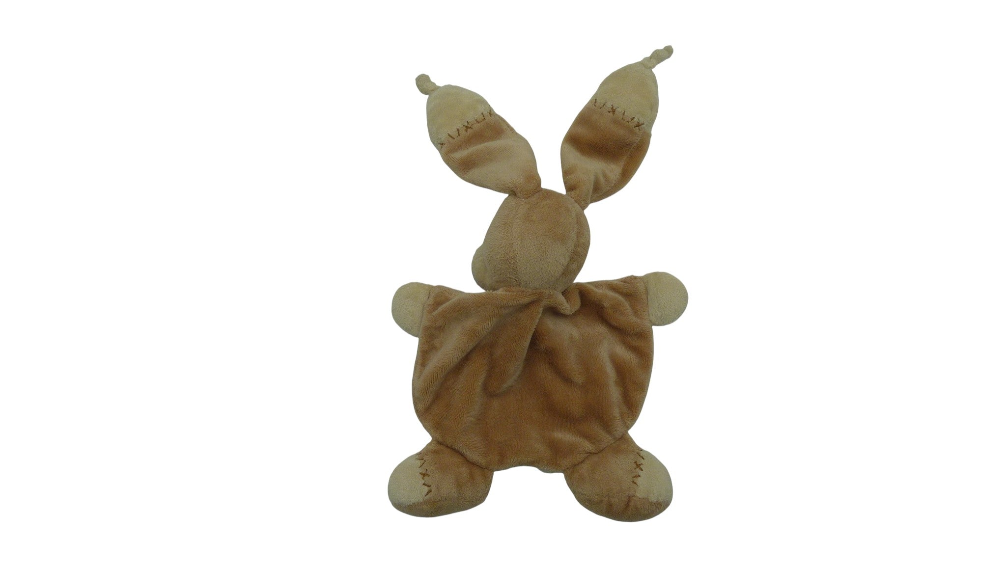 Doudou lapin plat marron crème motif croix - Nicotoy
