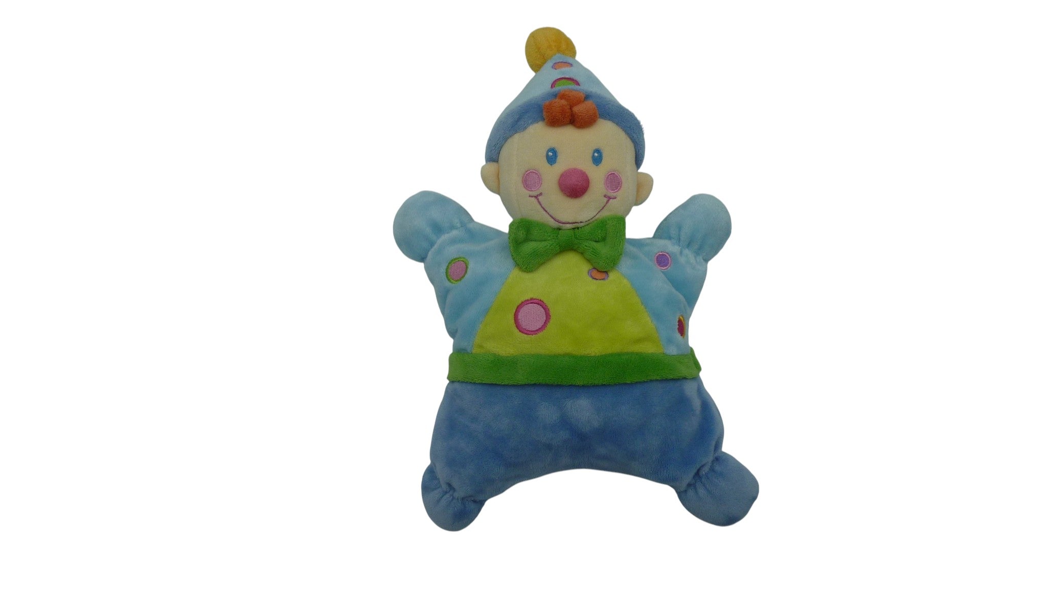 Peluche clown bleu vert - Nicotoy - 30 cm