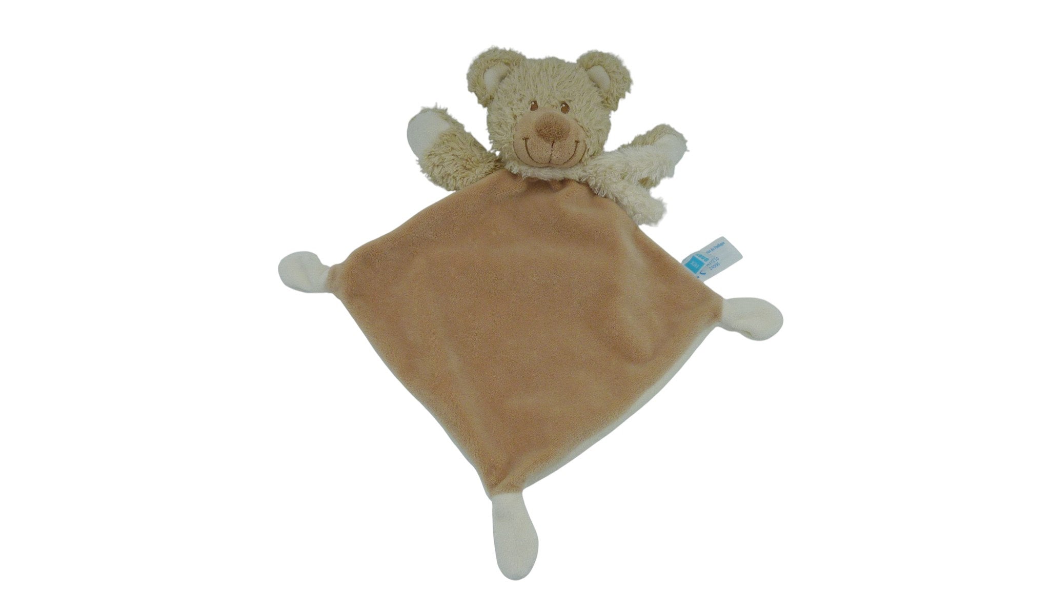 Doudou ours plat marron blanc - Tex Baby