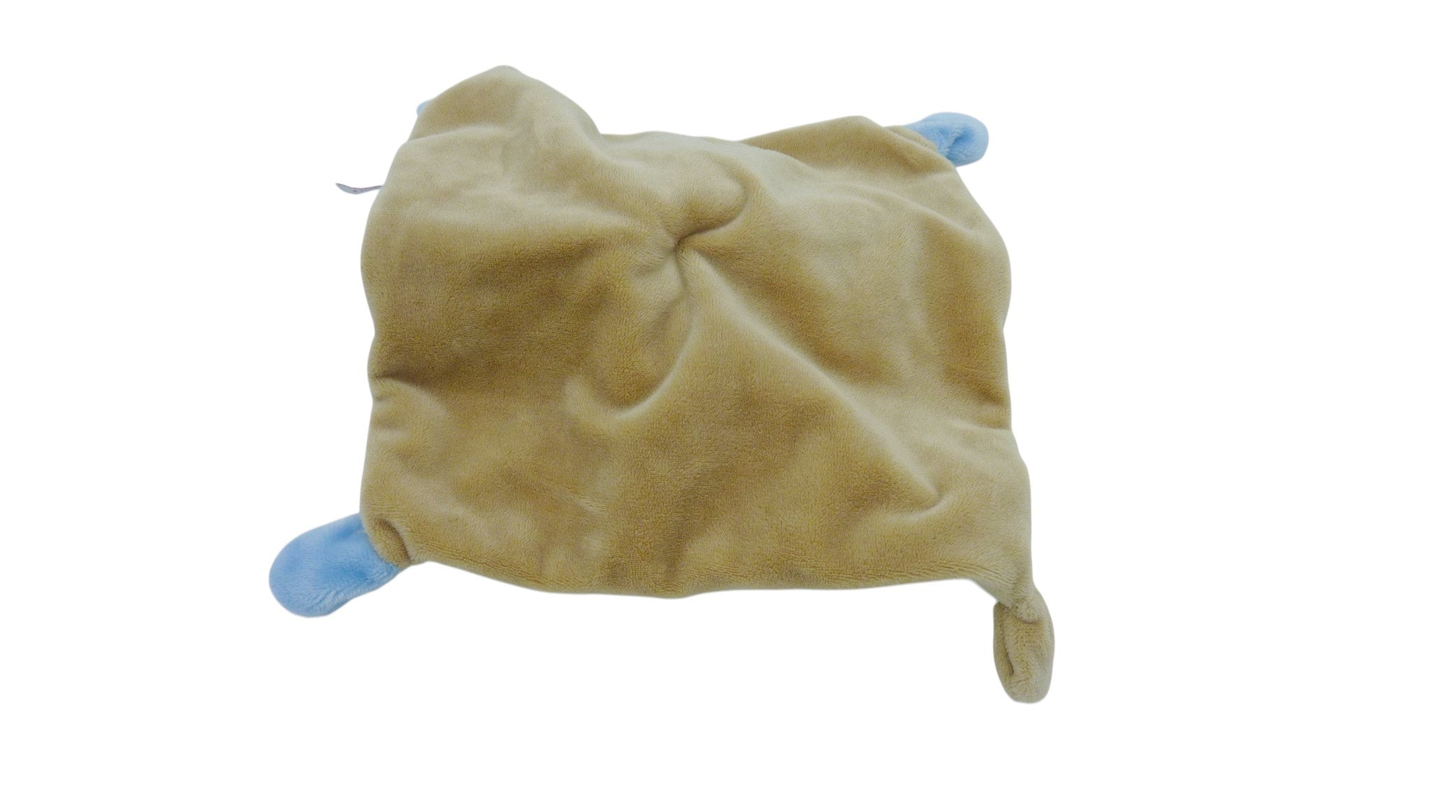 Doudou ours plat bleu crème marron - Pommette