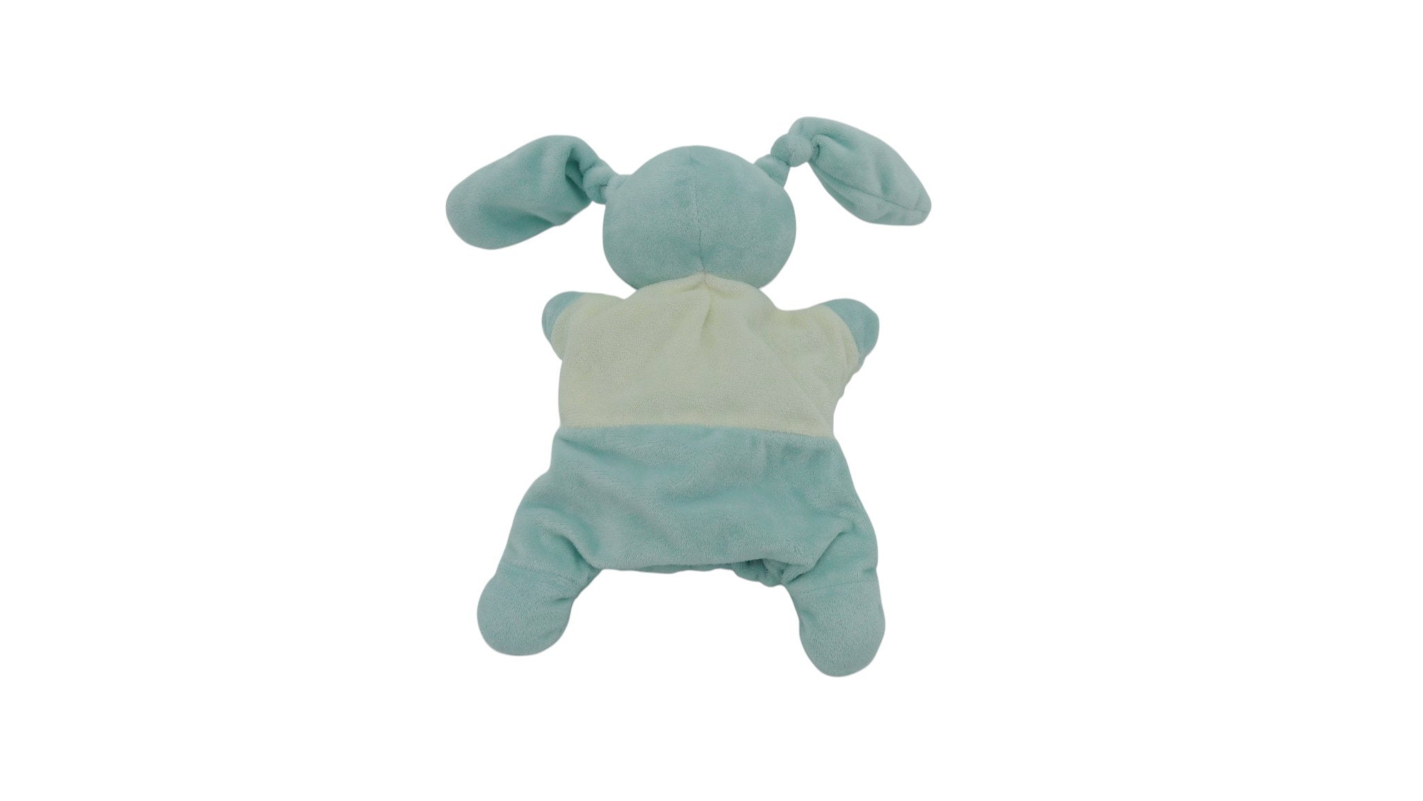 Doudou lapin marionnette bleu crème - Pommette - 25 cm