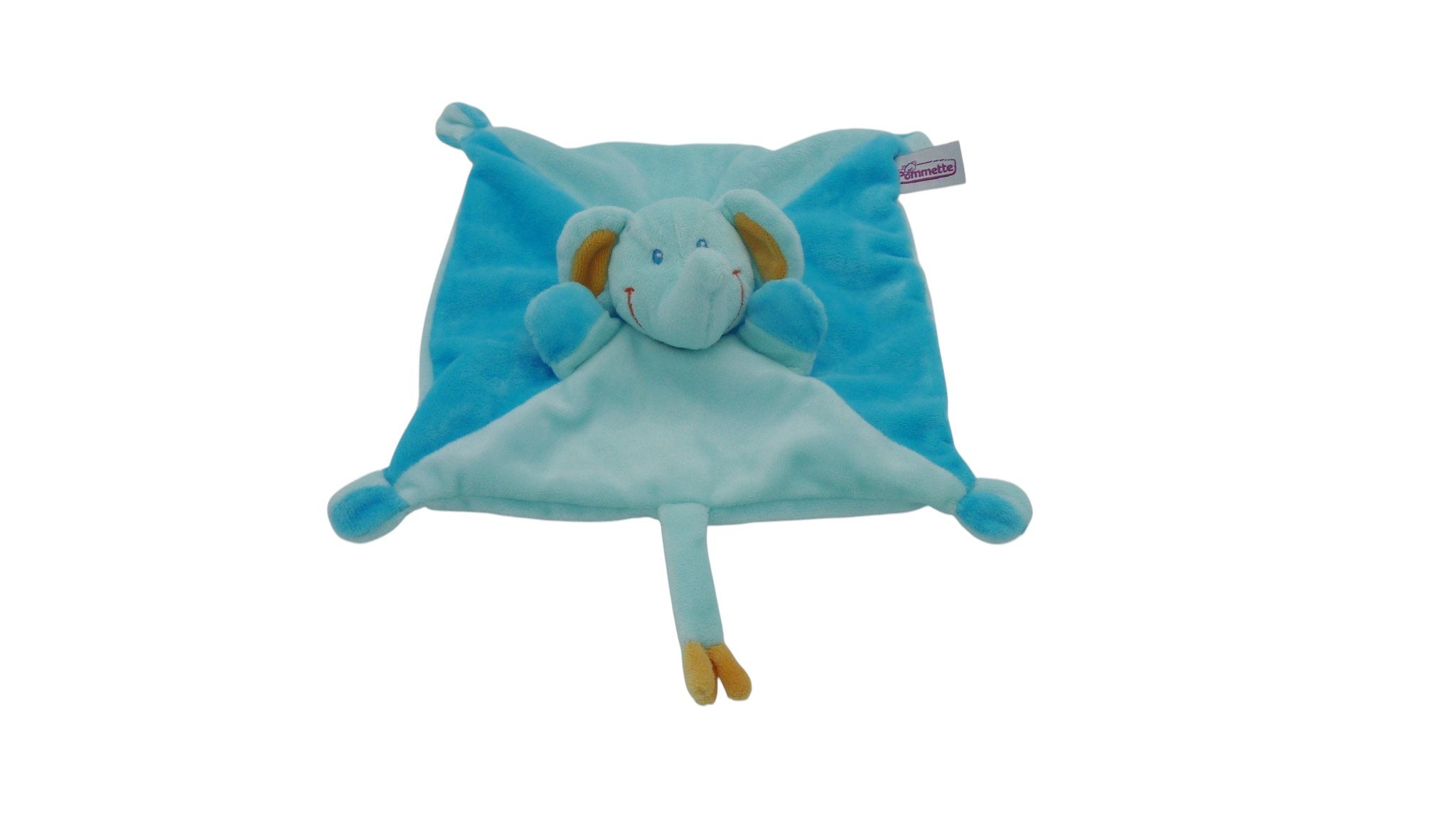 Doudou éléphant plat bleu - Pommette