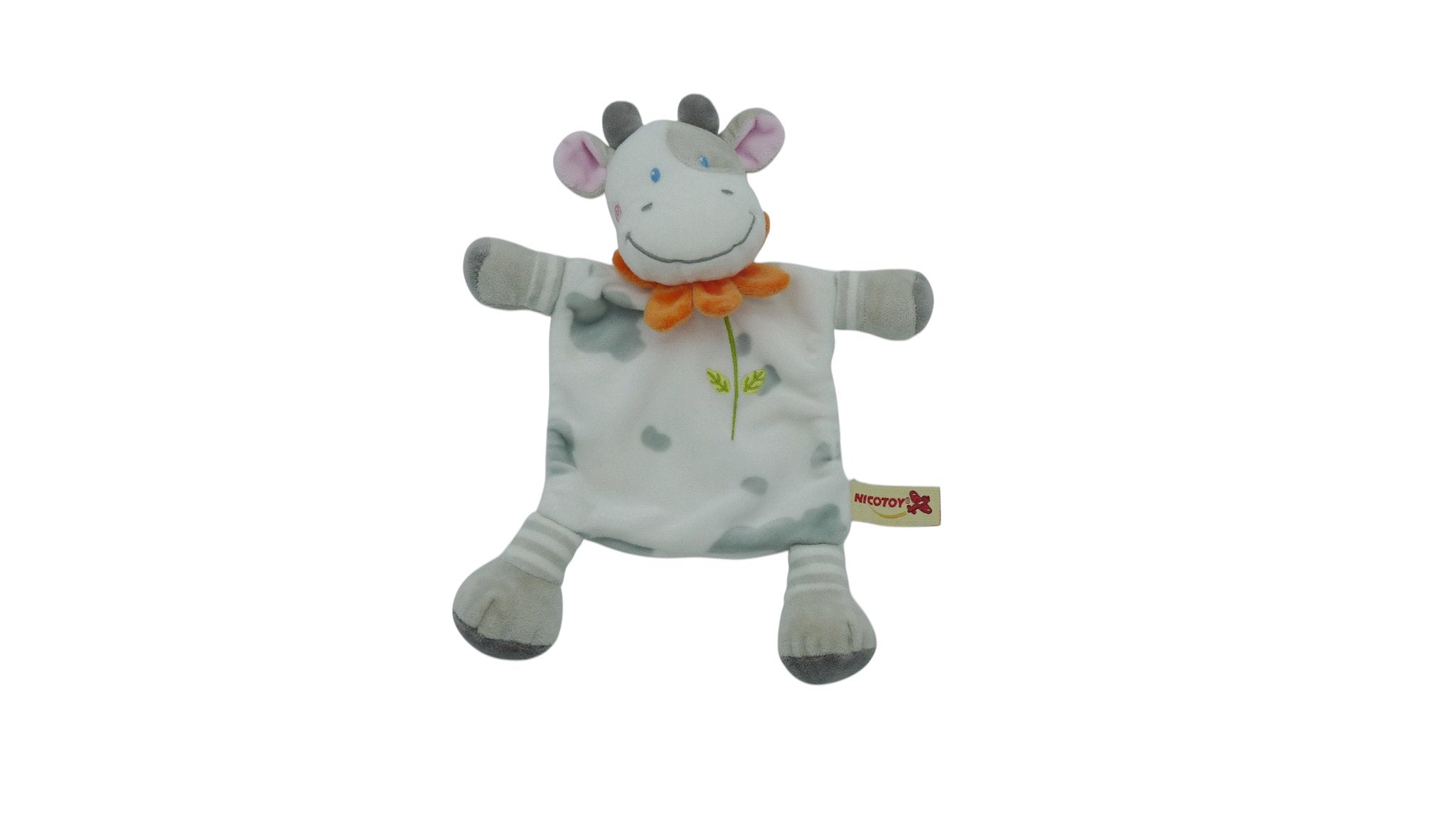 Doudou vache plat blanc gris - Nicotoy