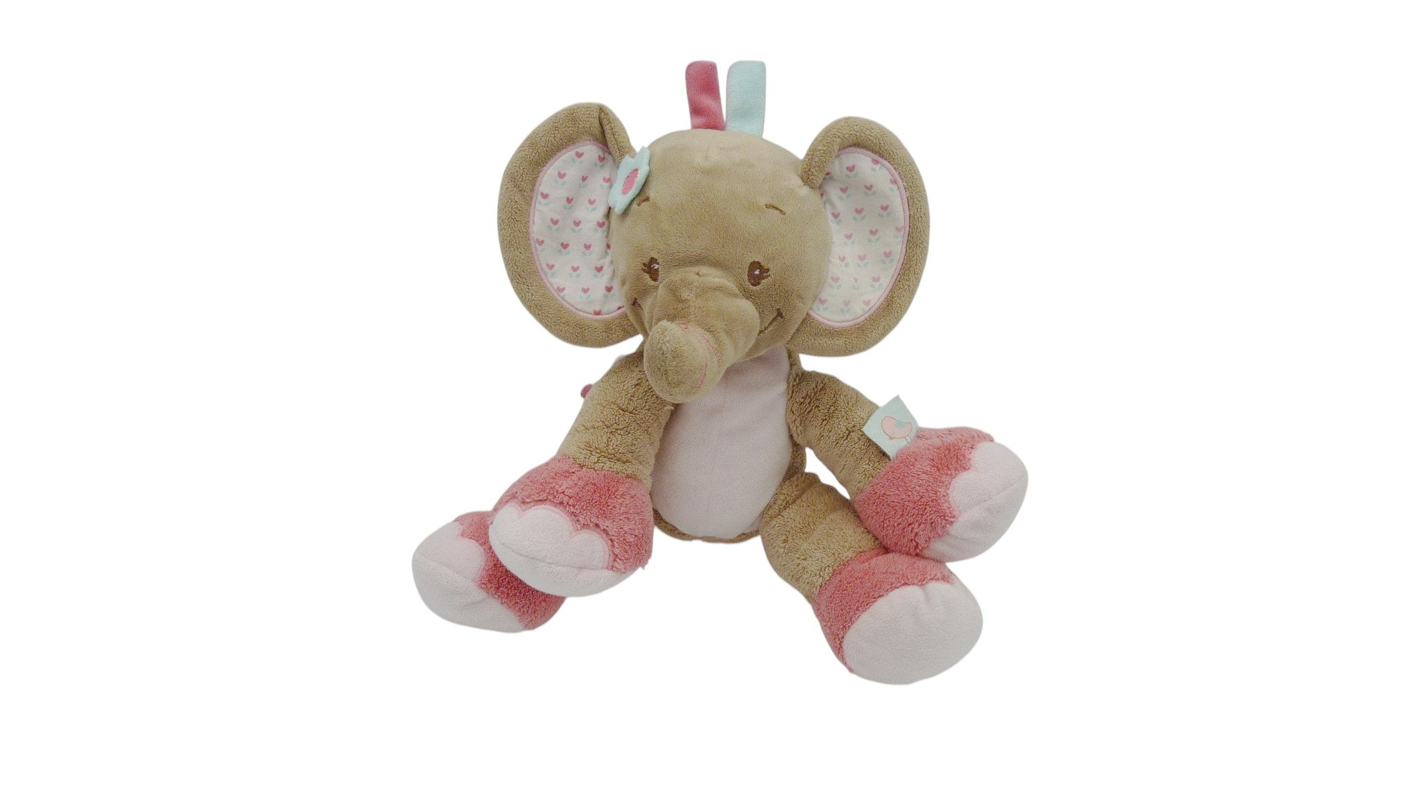 Peluche éléphant marron rose- Charlotte et Rose - Nattou - 22 cm
