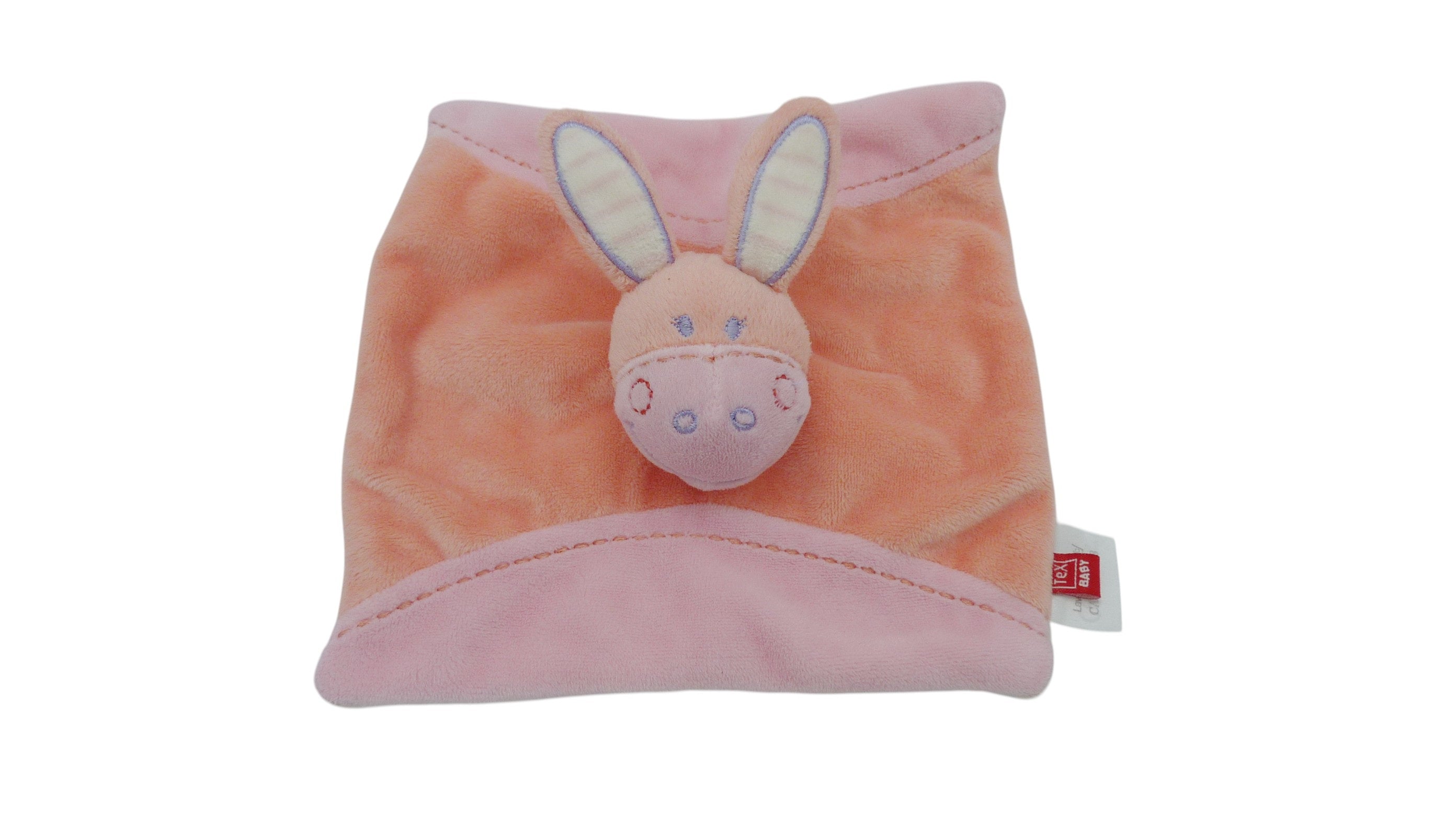Doudou cheval plat orange rose - Tex Baby