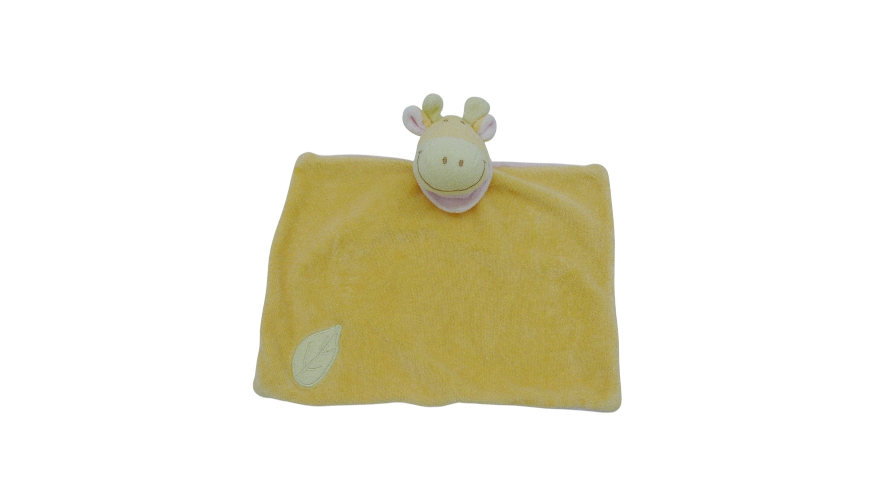 Doudou girafe plat jaune rose - Tex Baby
