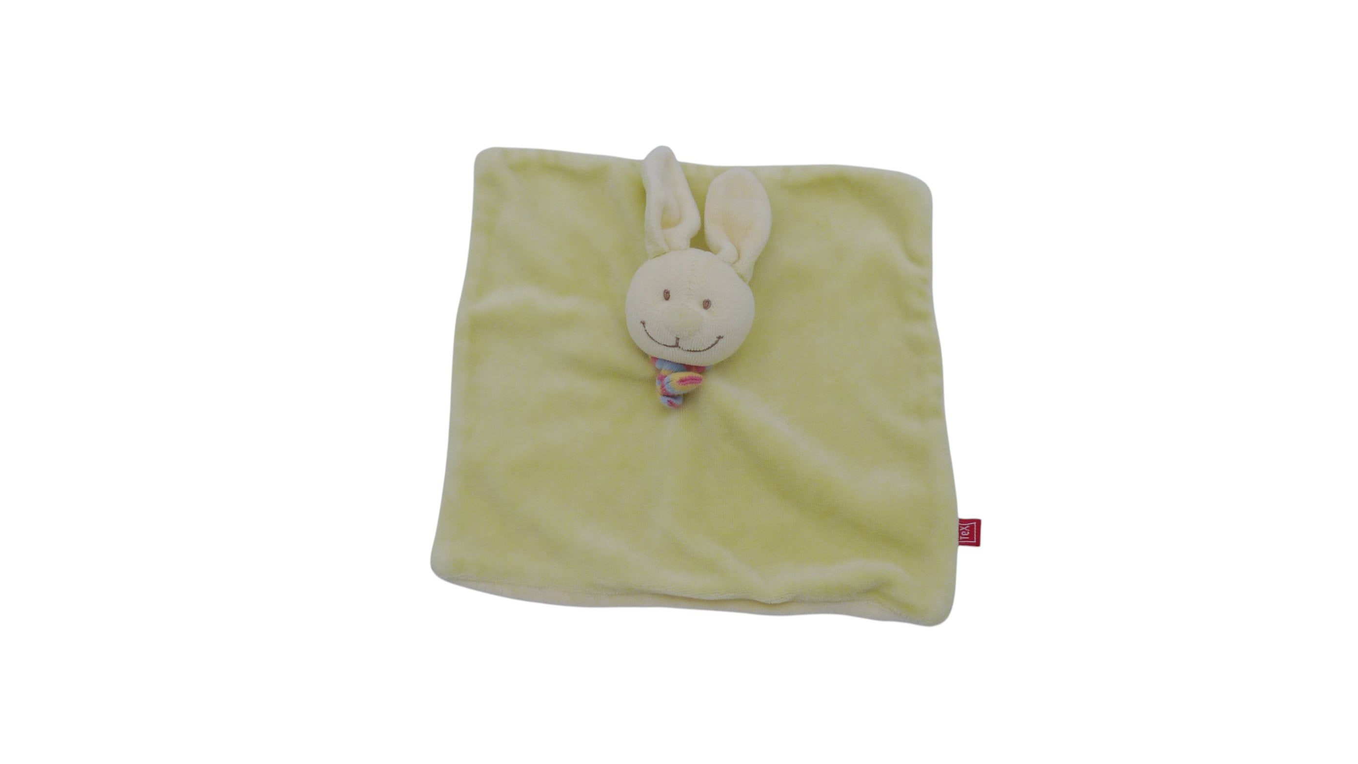 Doudou lapin plat vert - Tex Baby