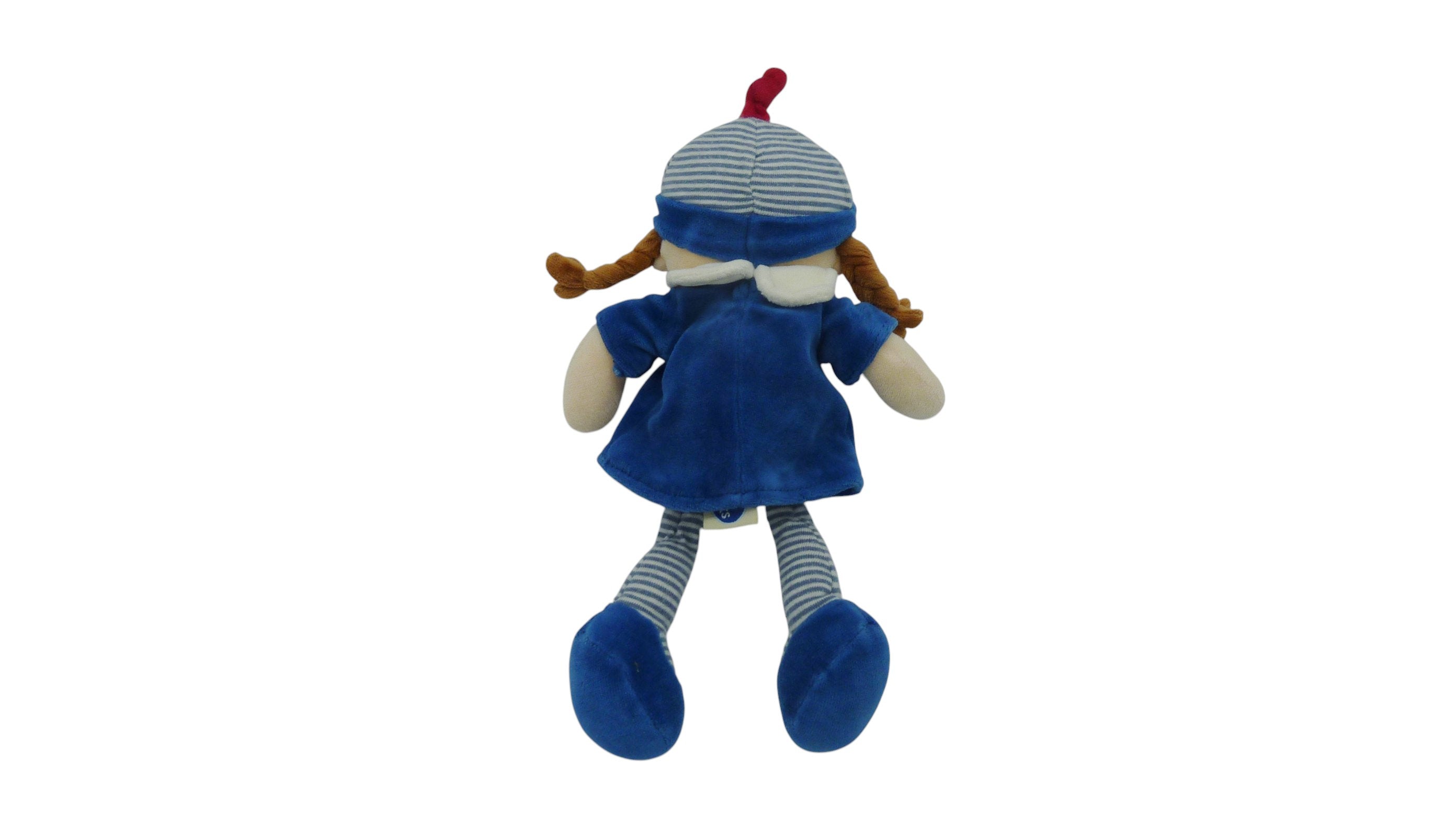 Peluche poupée bleu blanc - Mots d'Enfants - 27 cm