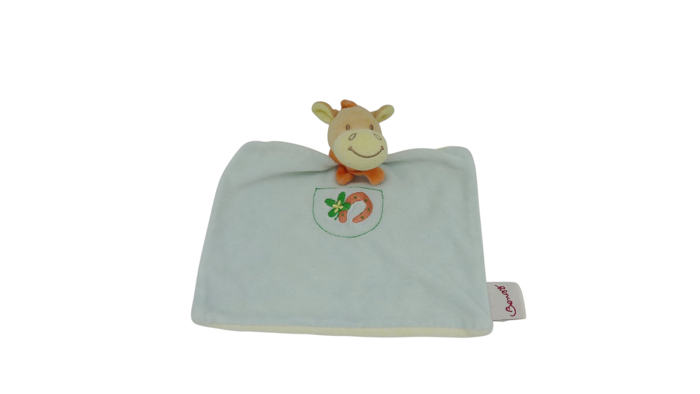 Doudou cheval plat bleu crème - Bengy