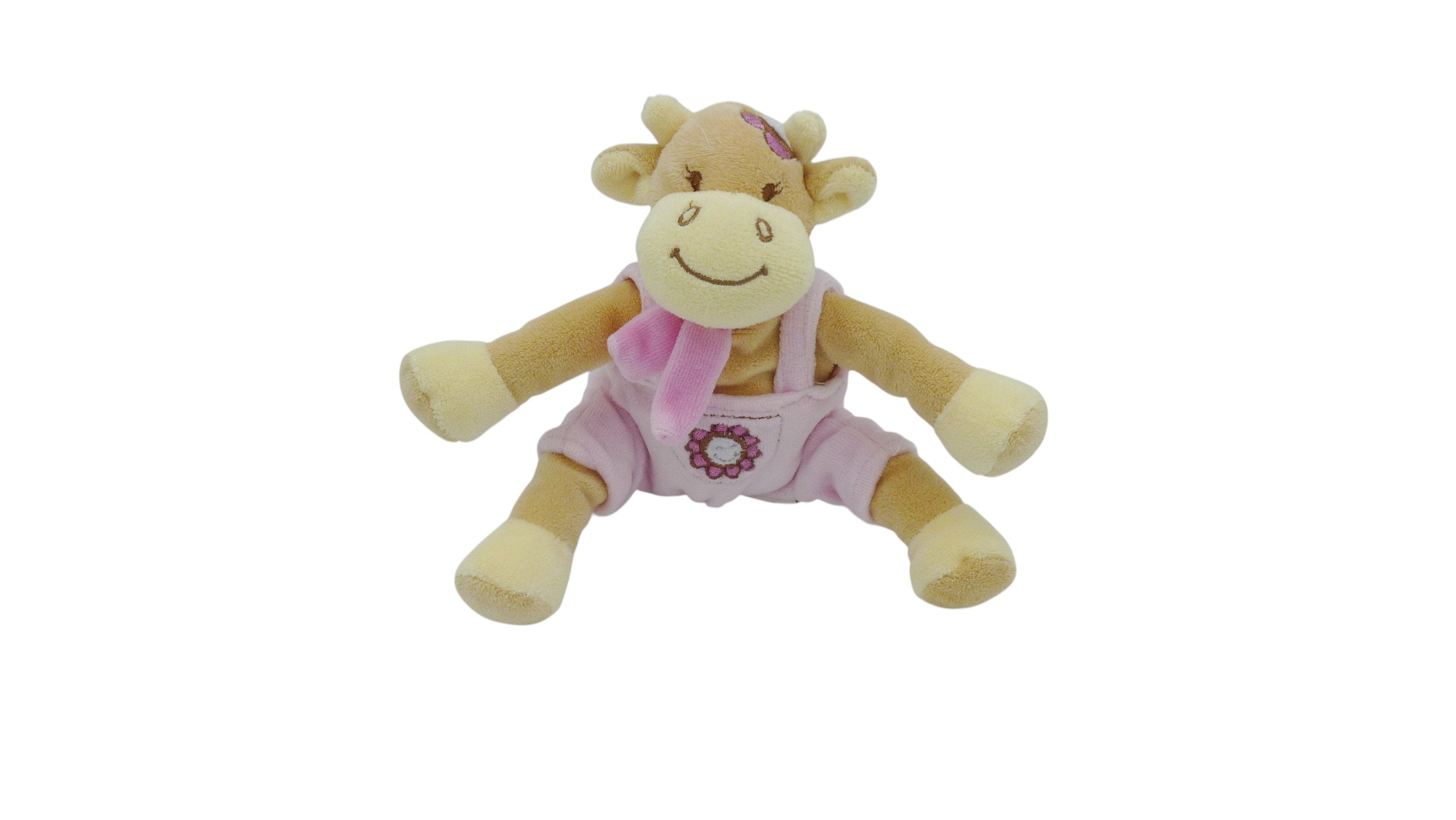 Peluche vache marron rose - Bengy - 19 cm