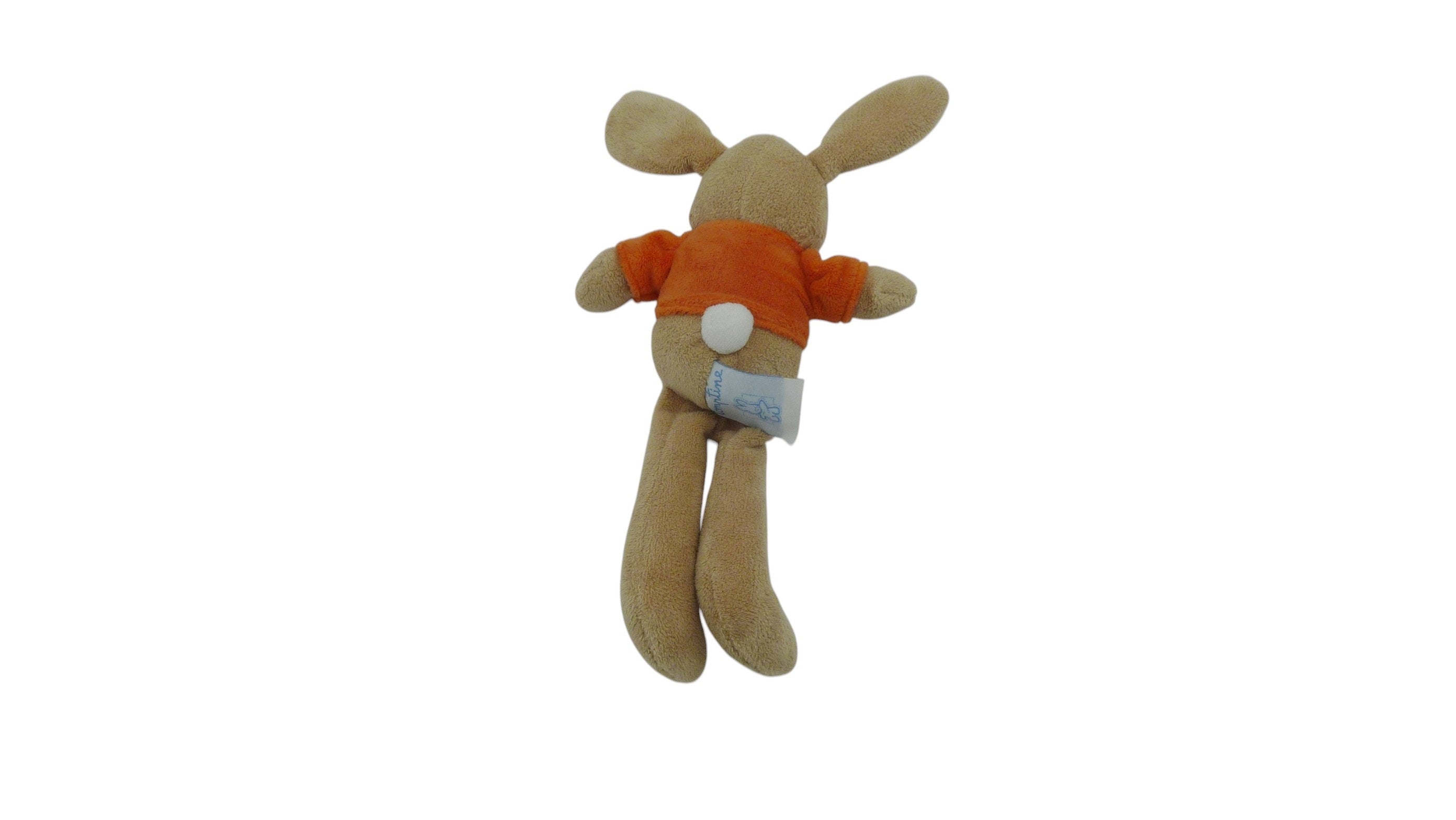 Peluche lapin marron orange - Comptine - 21 cm