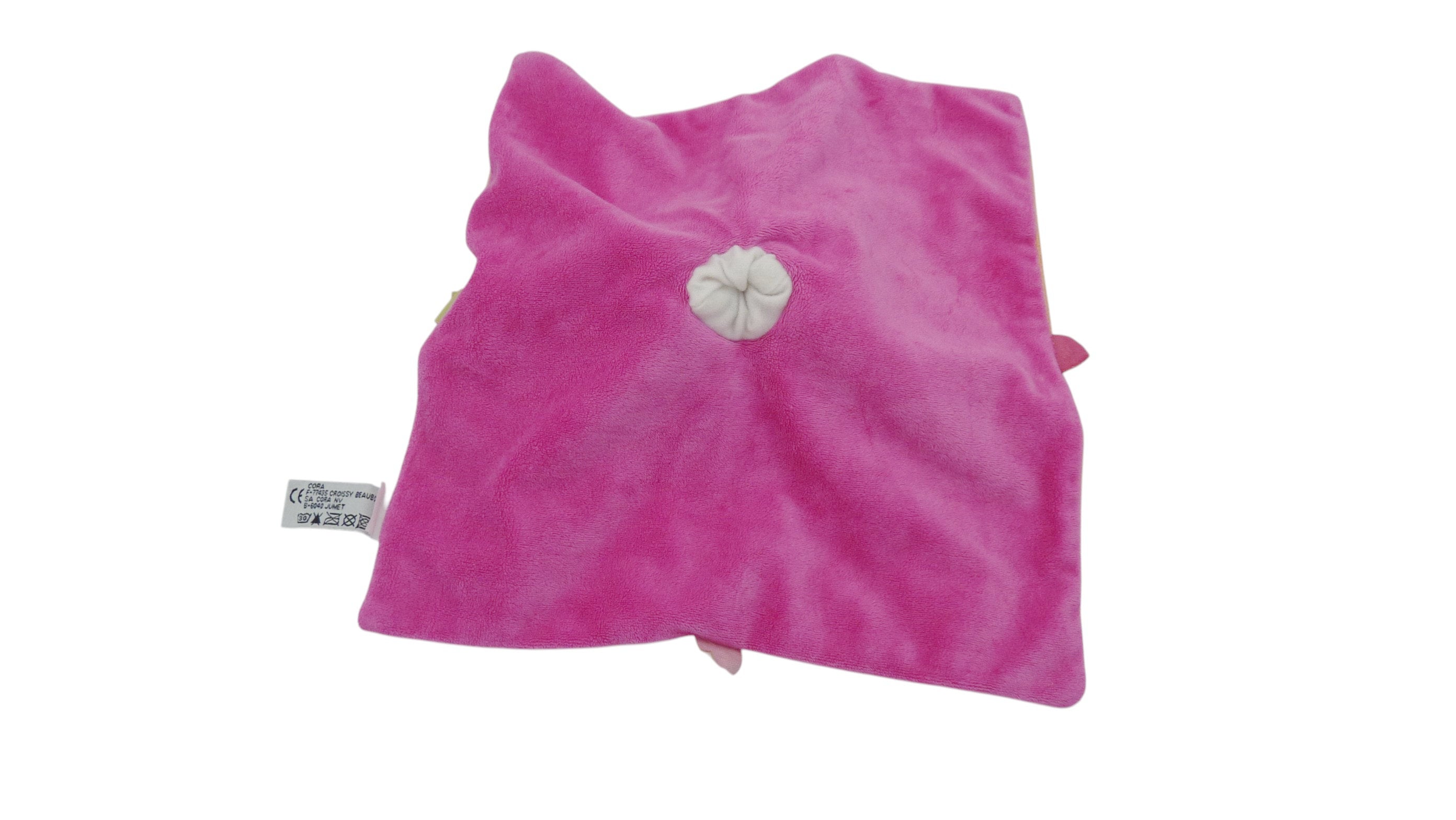 Doudou souris plat orange fuchsia - Influx