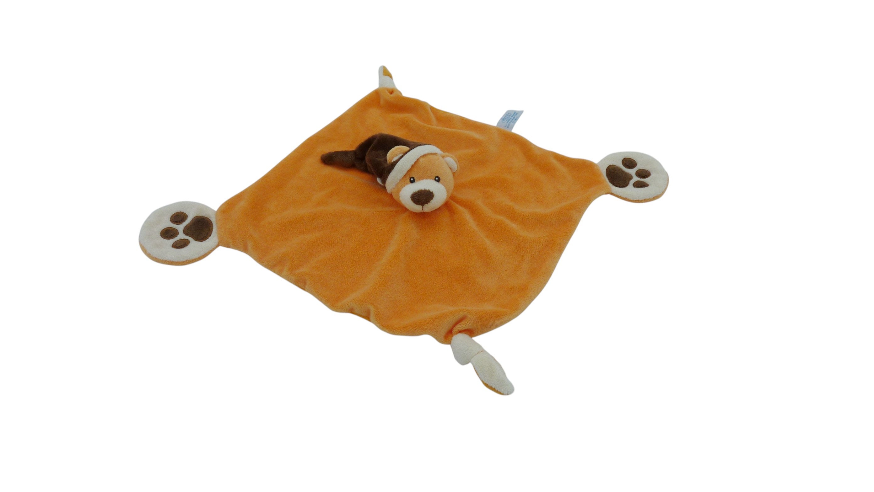 Doudou ours plat orange marron - Gipsy