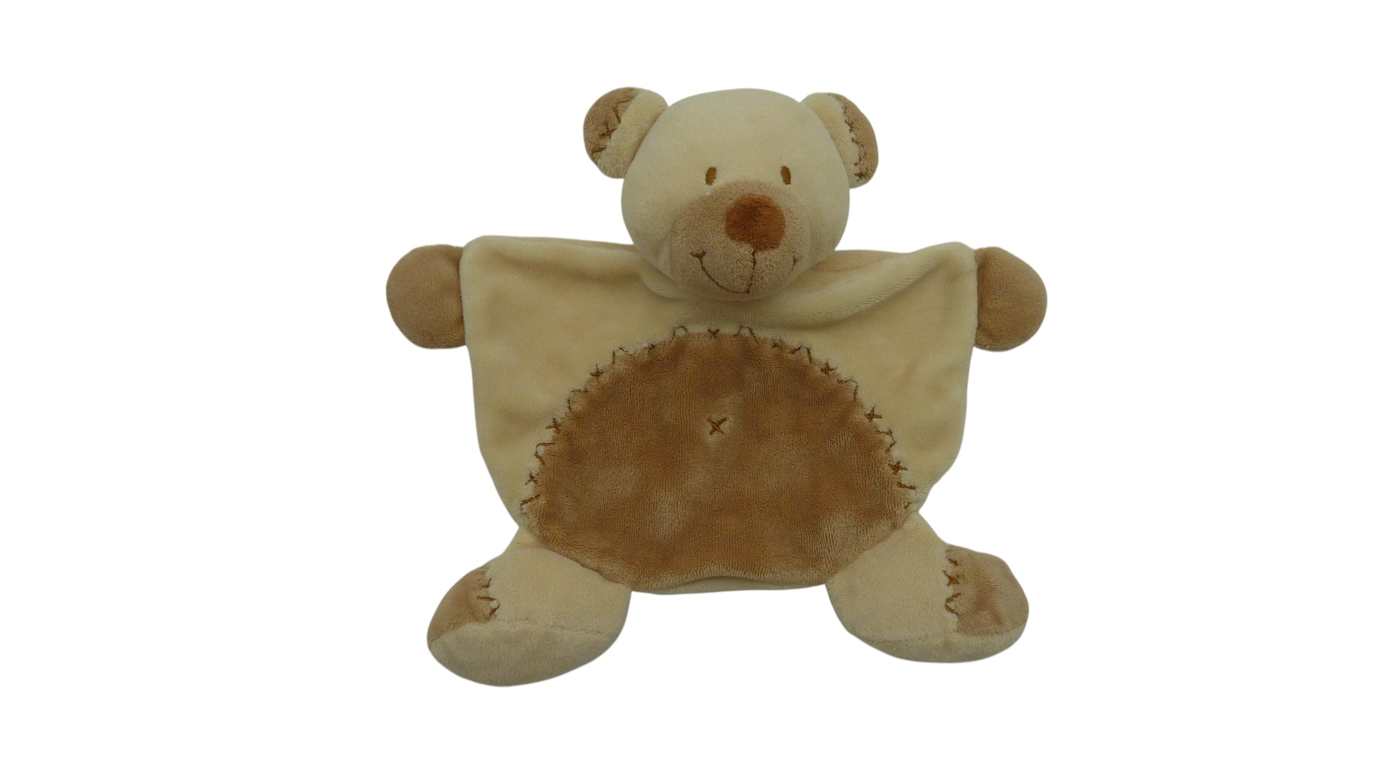 Doudou ours plat beige marron - Nicotoy