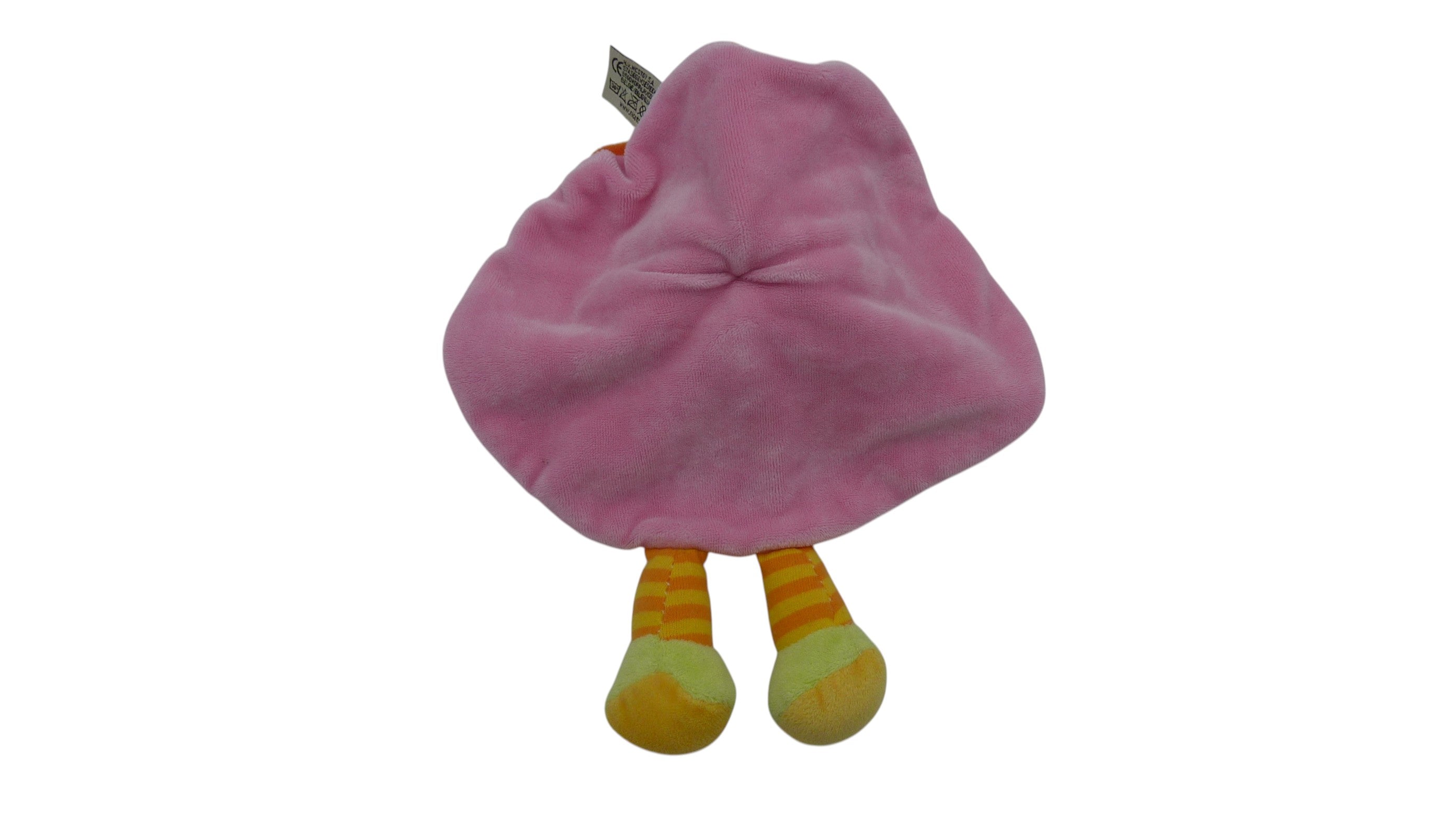 Doudou ours plat orange rose - Nicotoy