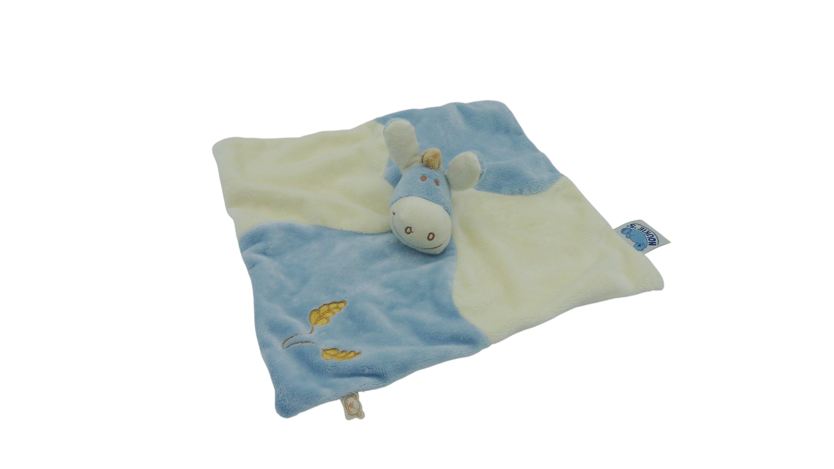Doudou âne plat Paco bleu crème - Noukie's