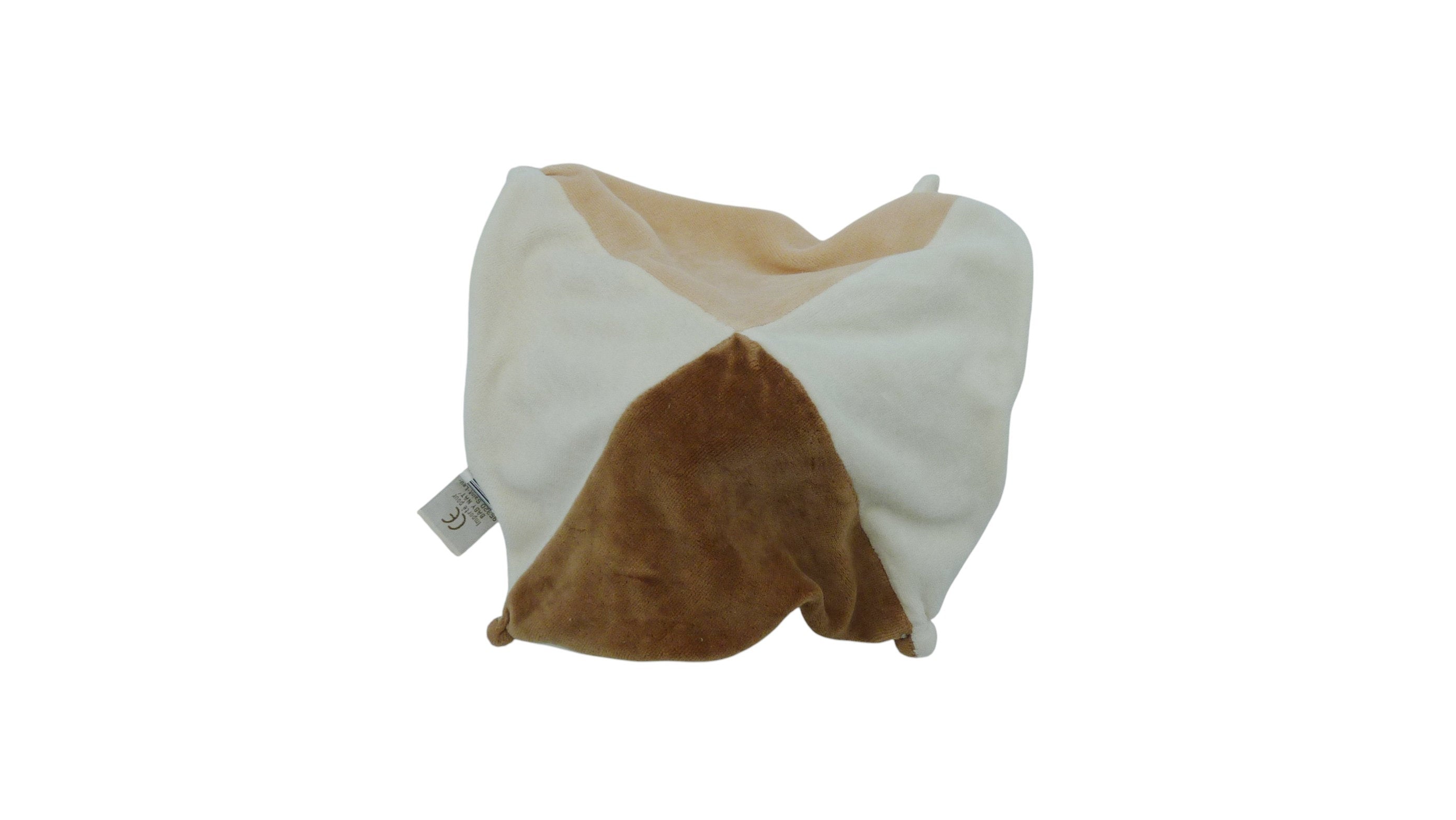 Doudou ours plat marron blanc beige - Baby'Nat