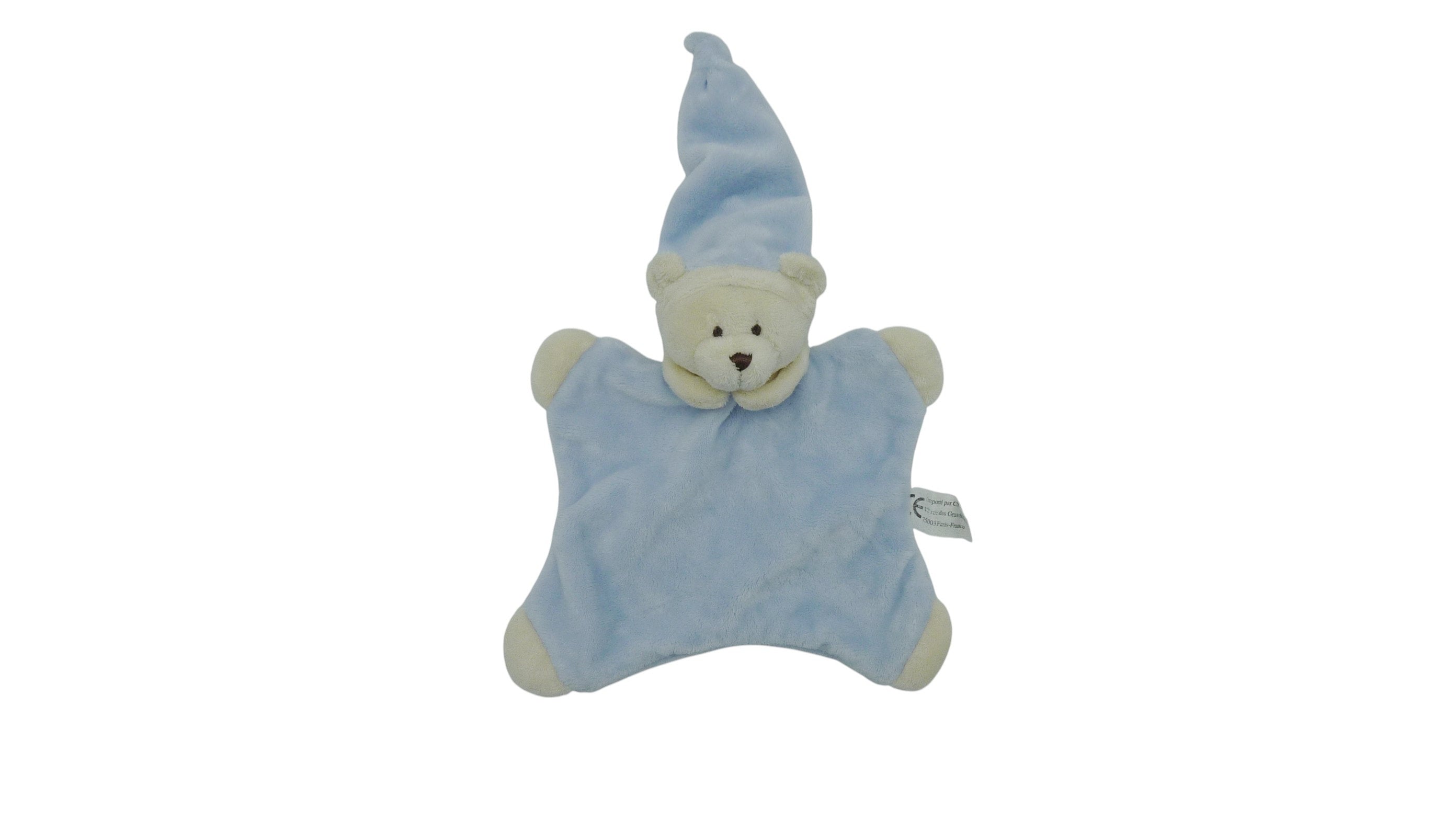 Doudou ours plat bleu crème - CMP