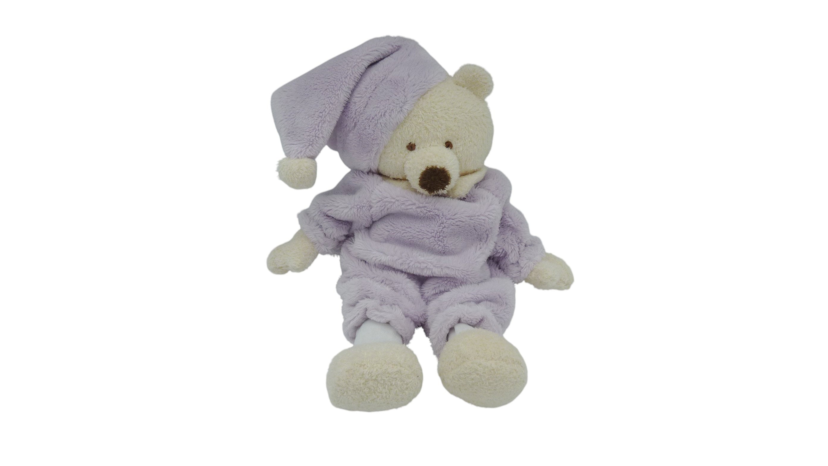 Peluche ours violet crème - CMP - 23 cm