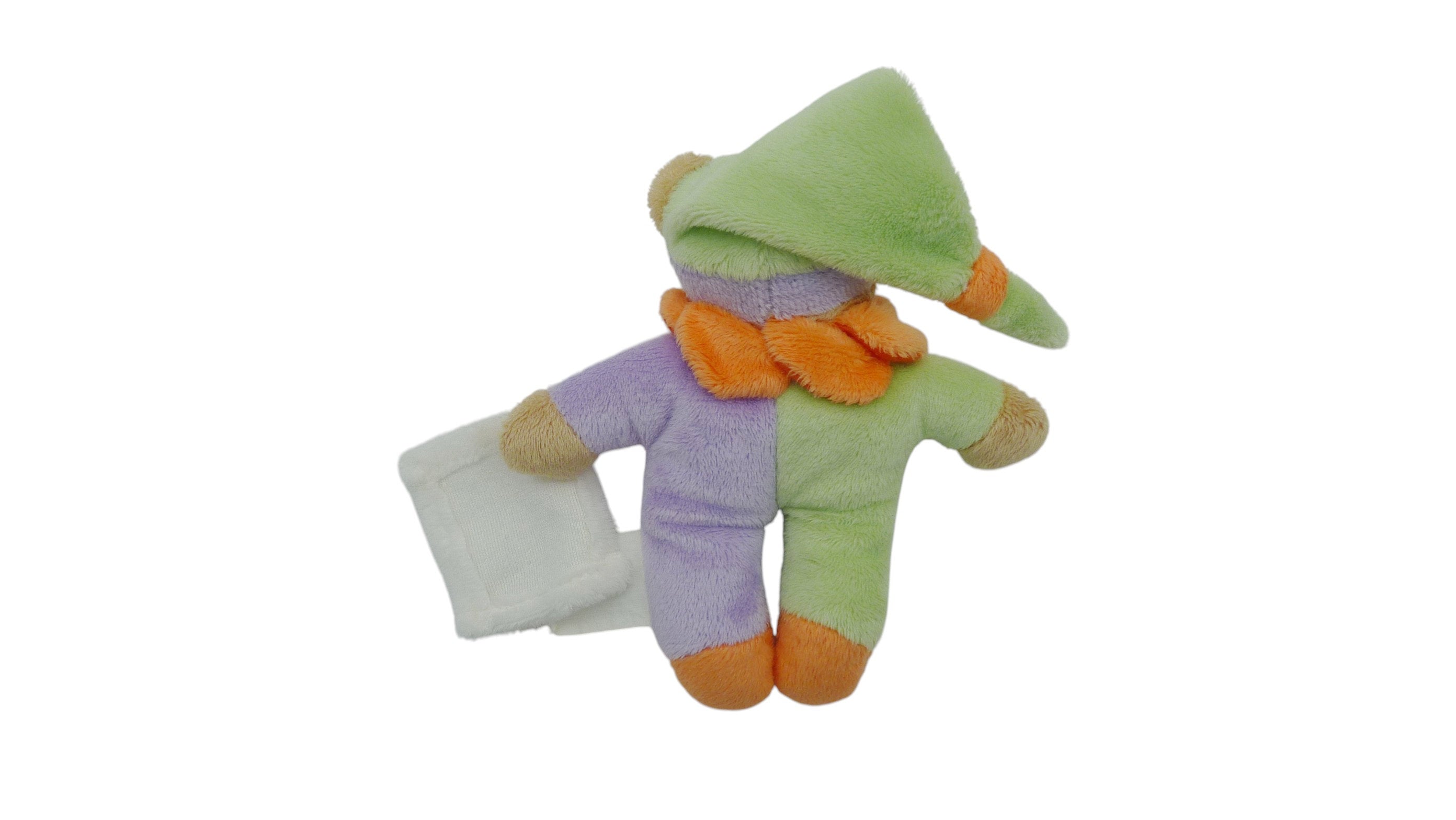 Peluche ours avec mouchoir vert violet orange - Baby'Nat - 14 cm