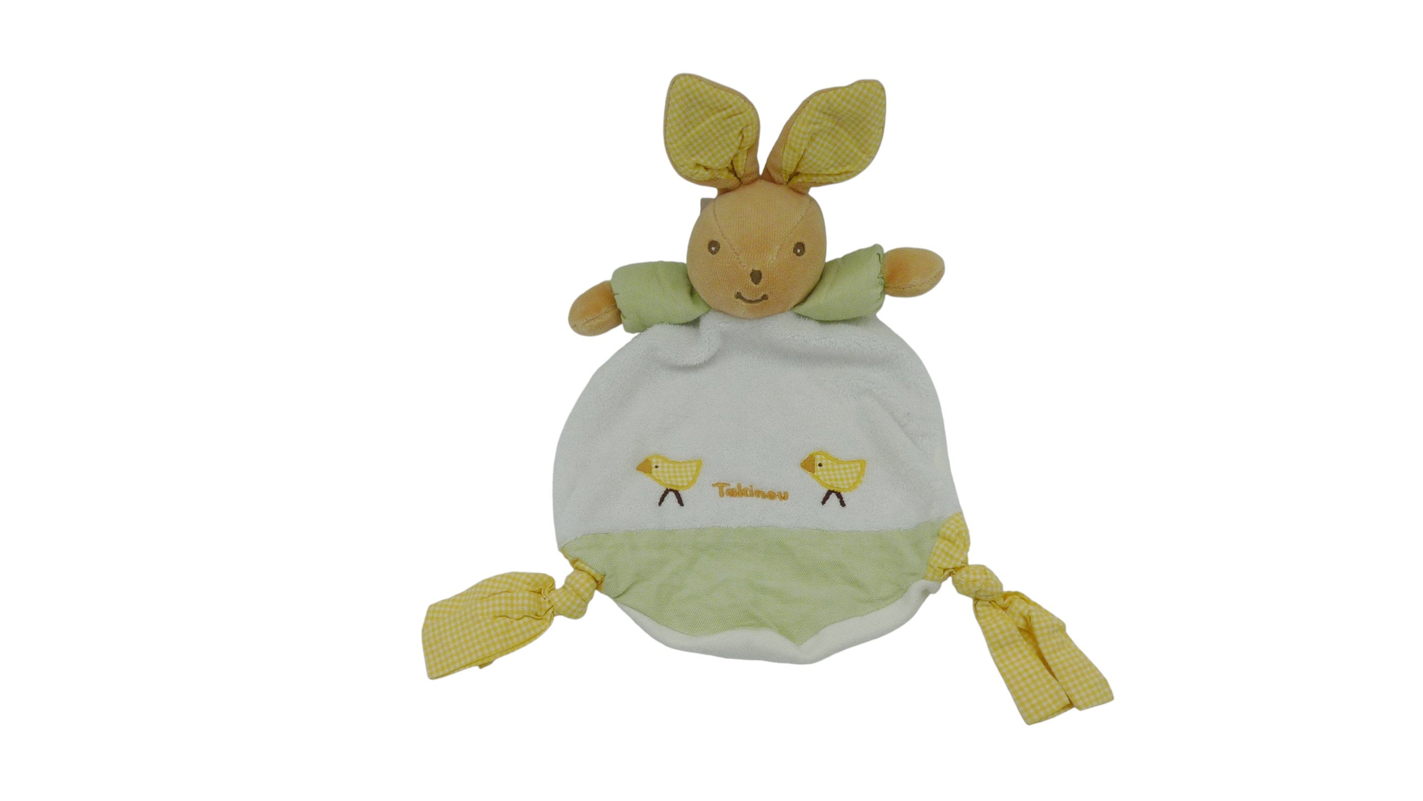 Doudou lapin plat blanc vert - Takinou