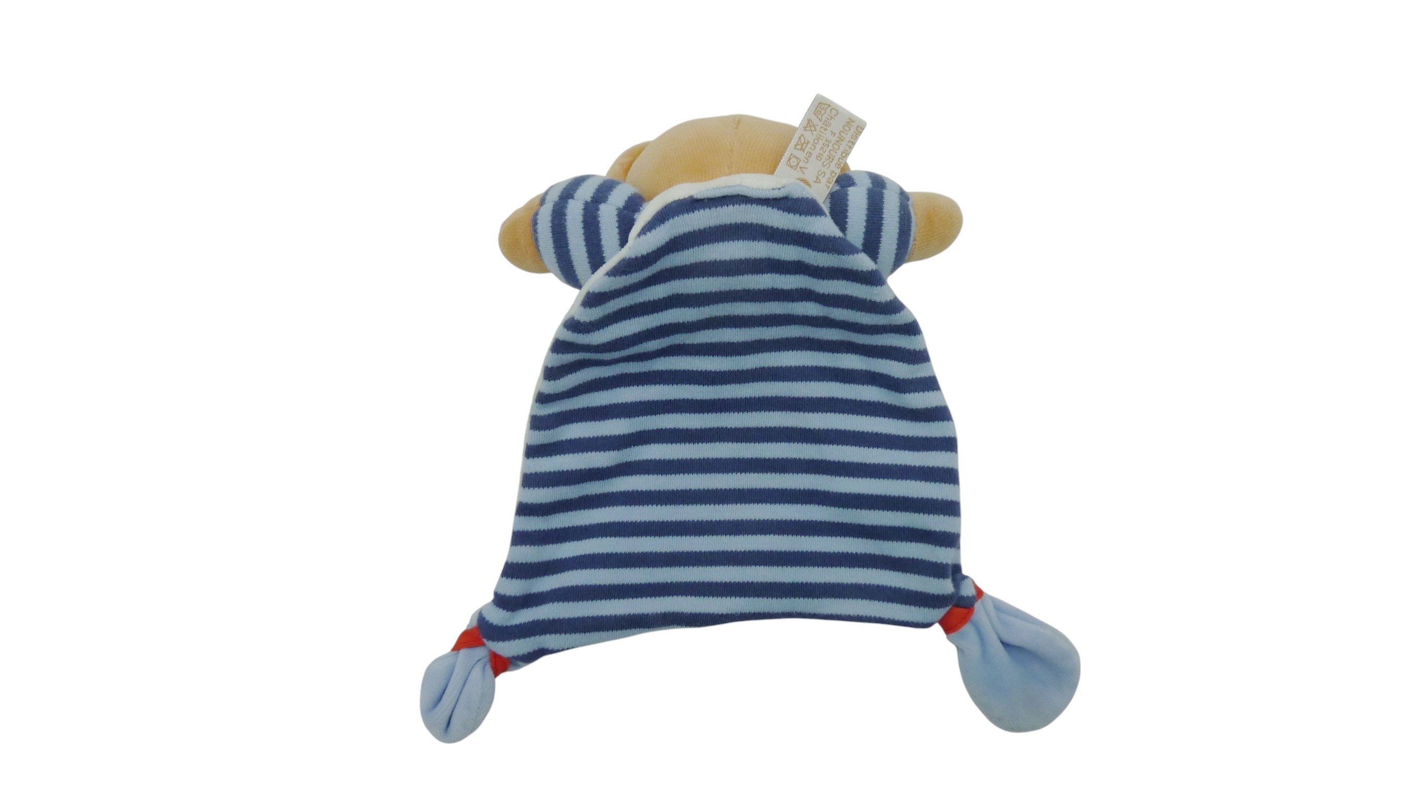 Doudou ours plat blanc bleu - Takinou