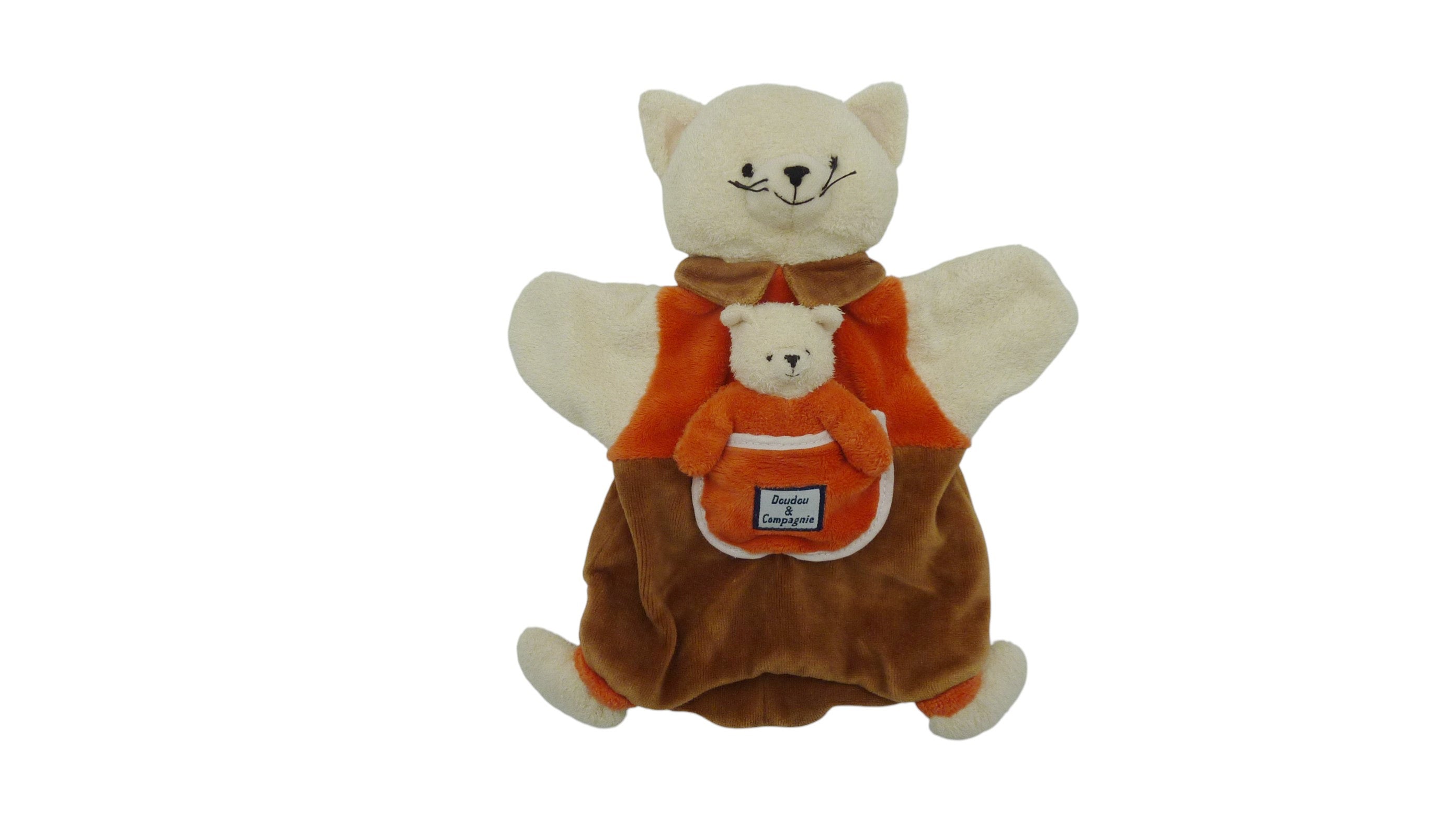 Doudou chat marionnette marron orange - Doudou et compagnie - 25 cm