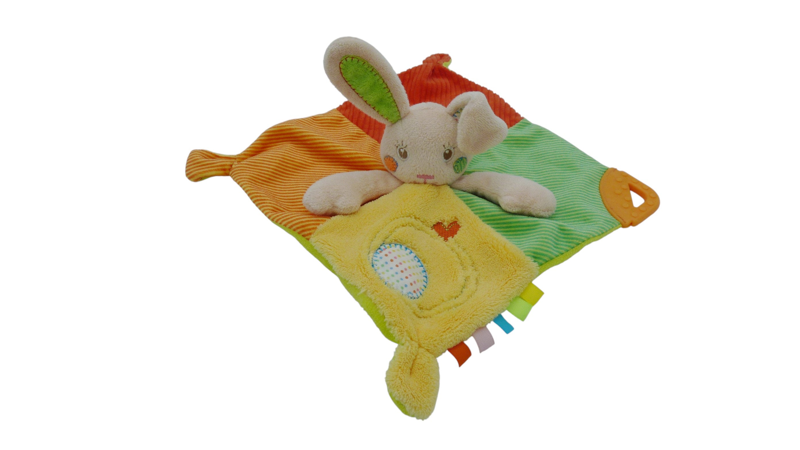 Doudou lapin plat multicolore - Auchan
