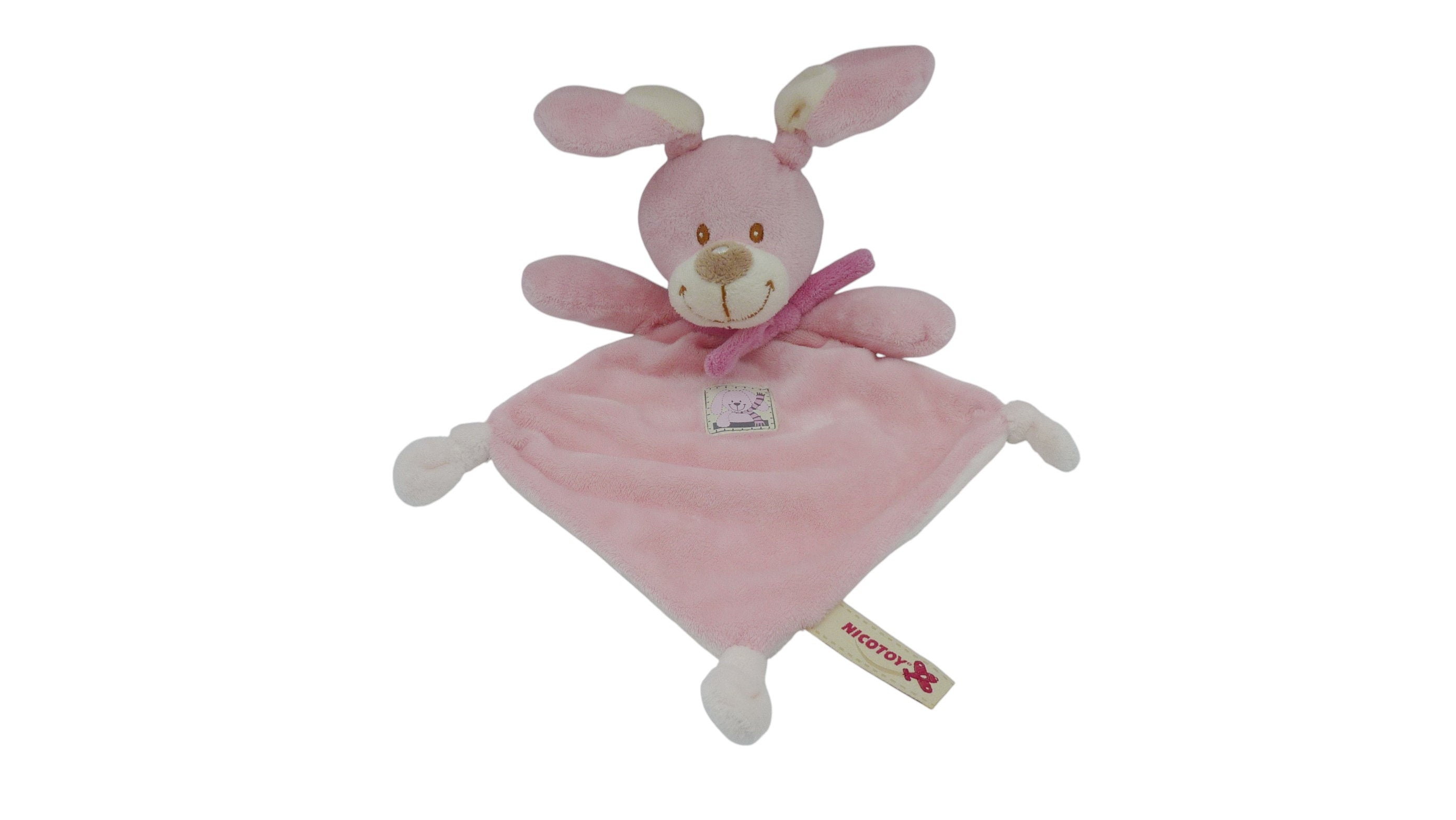 Doudou lapin plat rose - Nicotoy