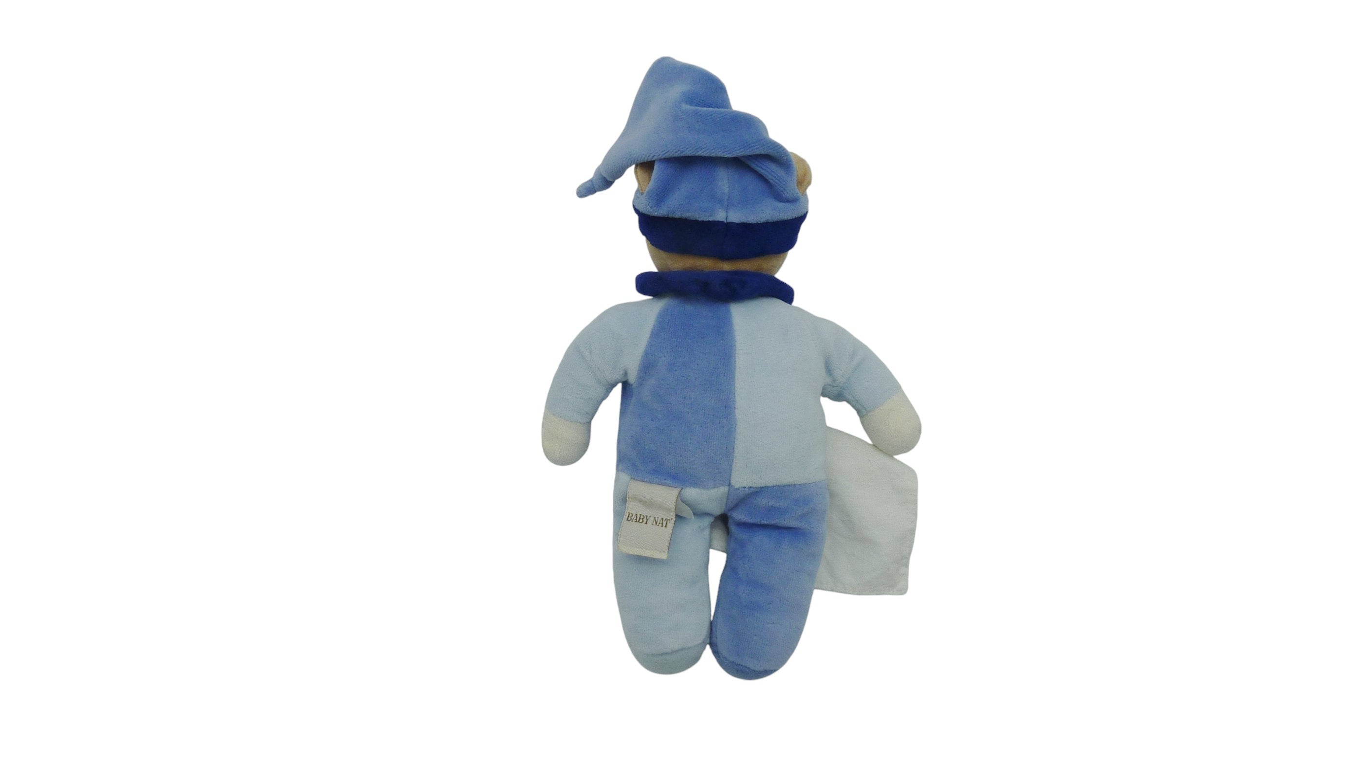 Peluche mouchoir ours bleu - Baby'Nat - 26 cm