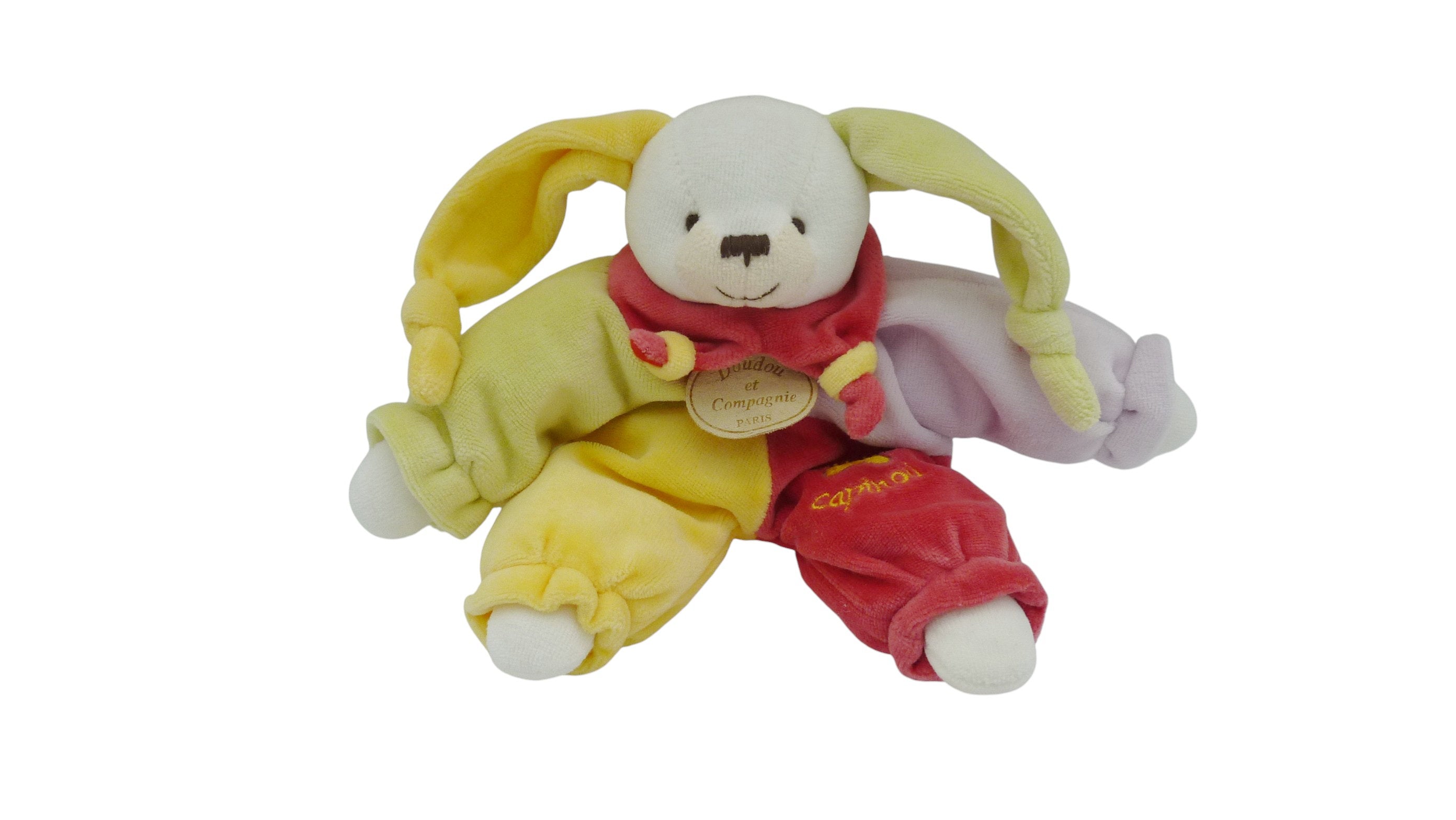 Peluche lapin multicolore - Baby'Nat - 23 cm