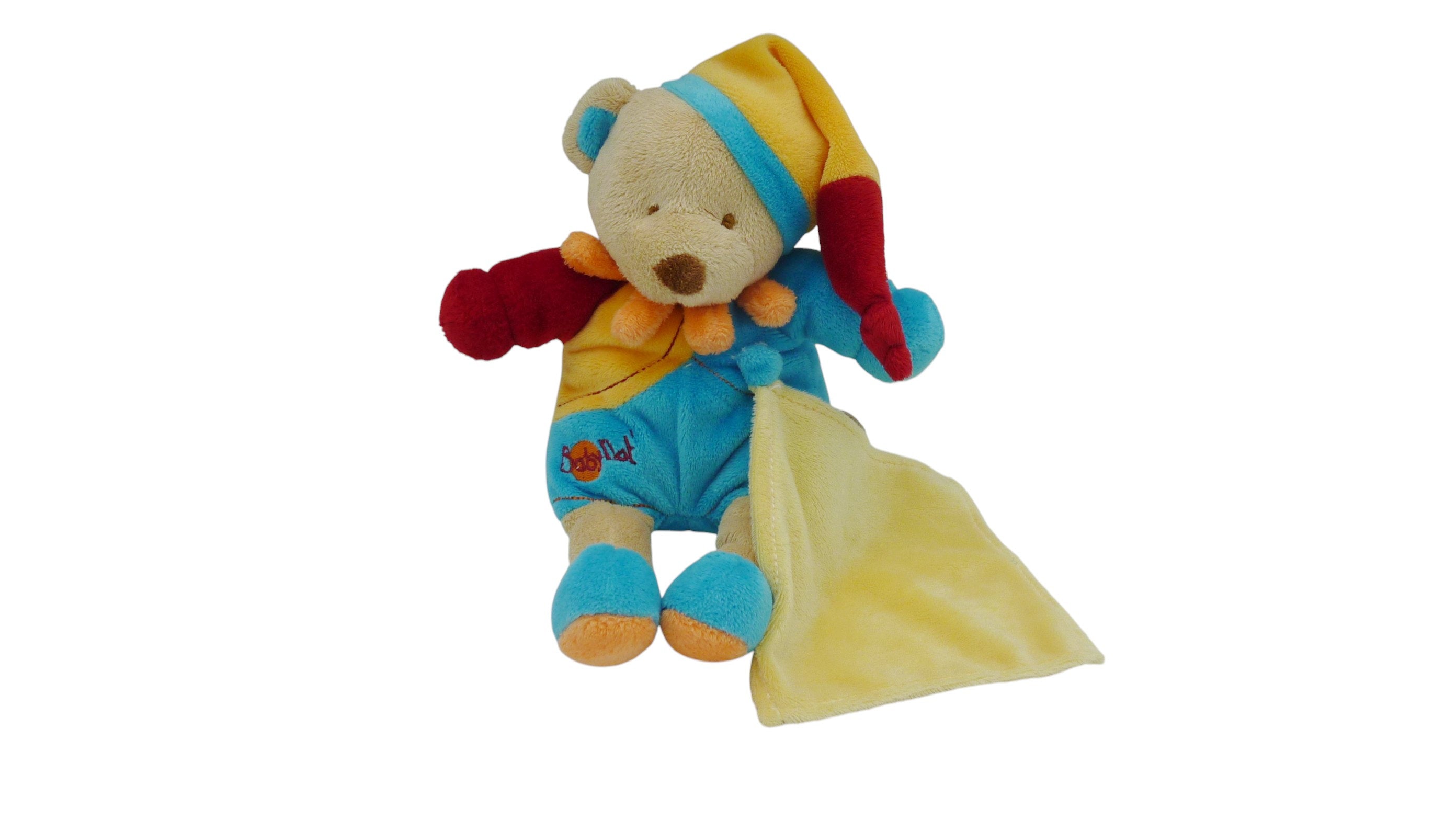 Peluche mouchoir ours multicolore - Baby'Nat - 26 cm