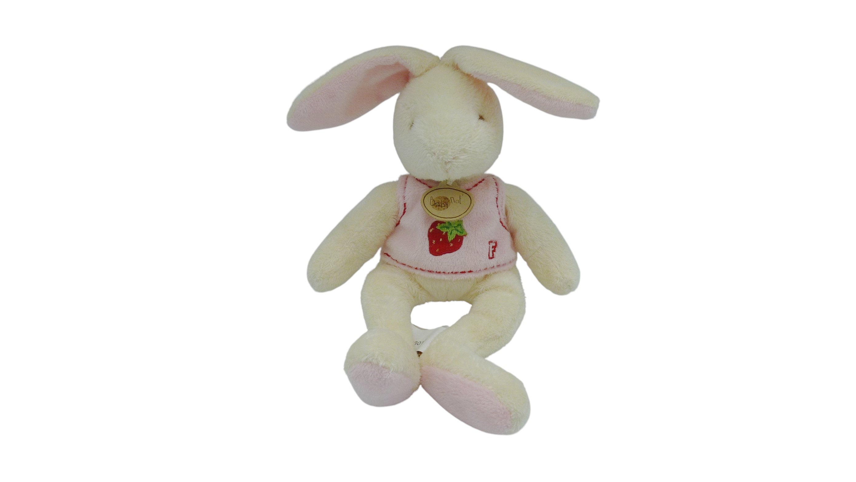 Peluche lapin crème rose - Baby'Nat - 24 cm