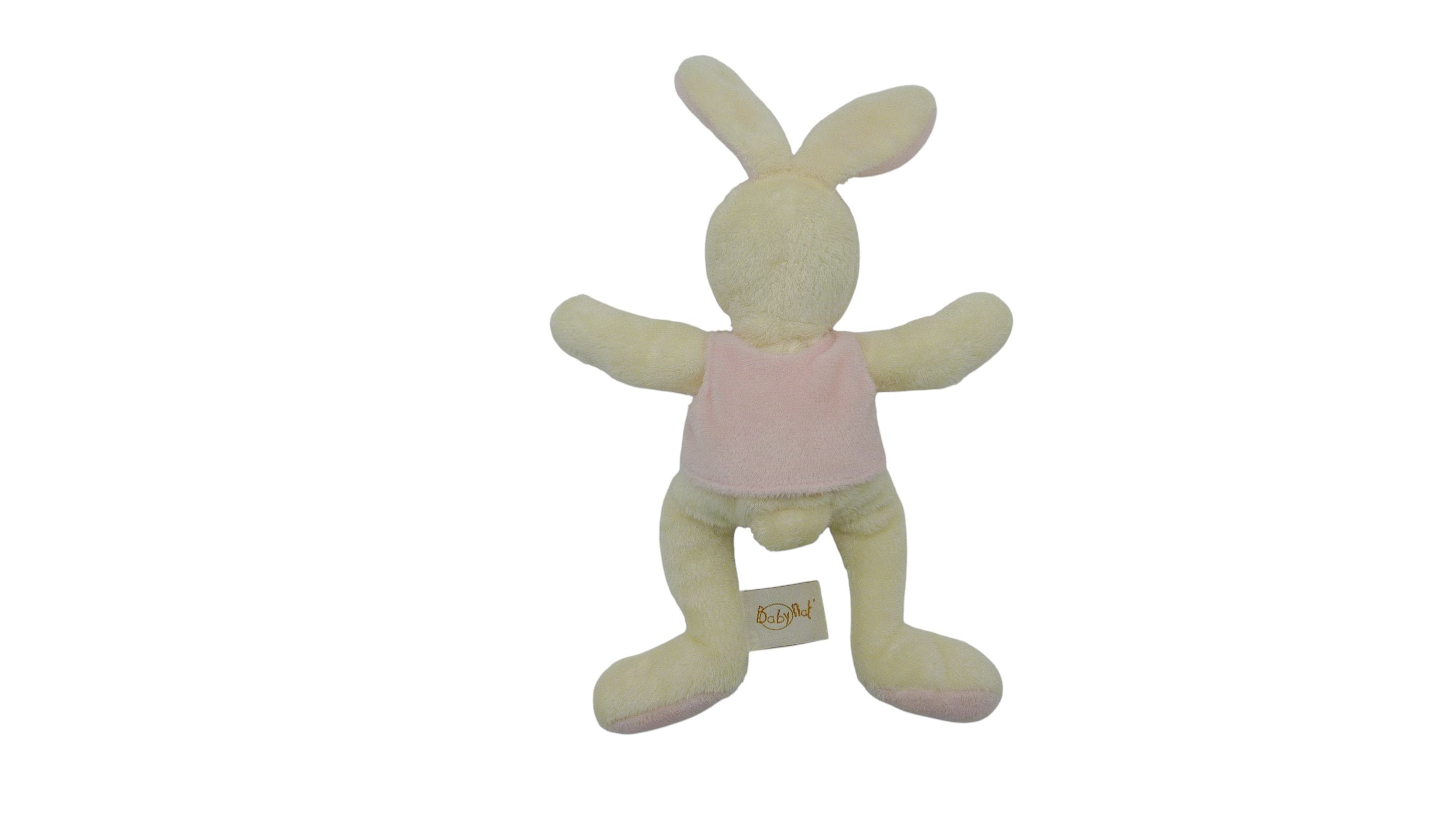 Peluche lapin crème rose - Baby'Nat - 24 cm