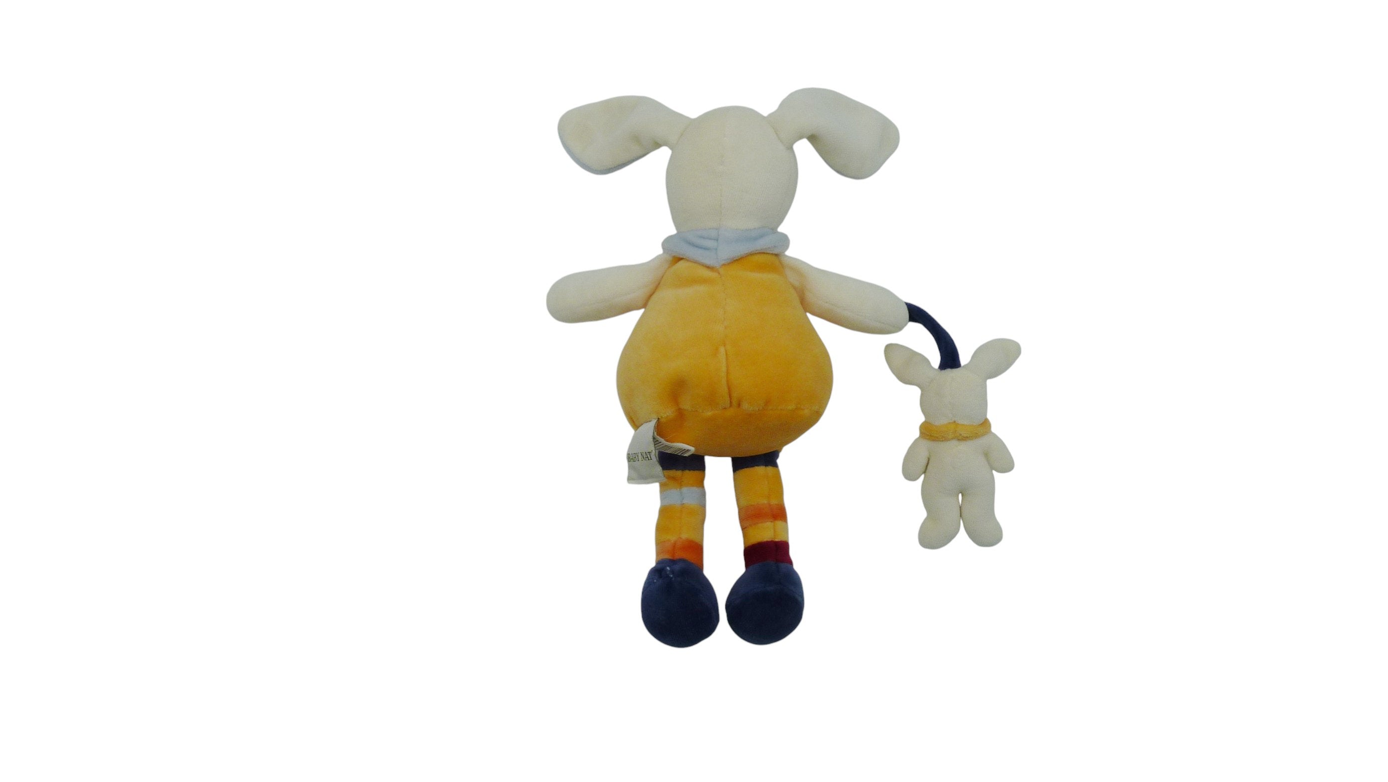 Peluche lapin et son petit lapin orange - Baby'Nat - 27 cm