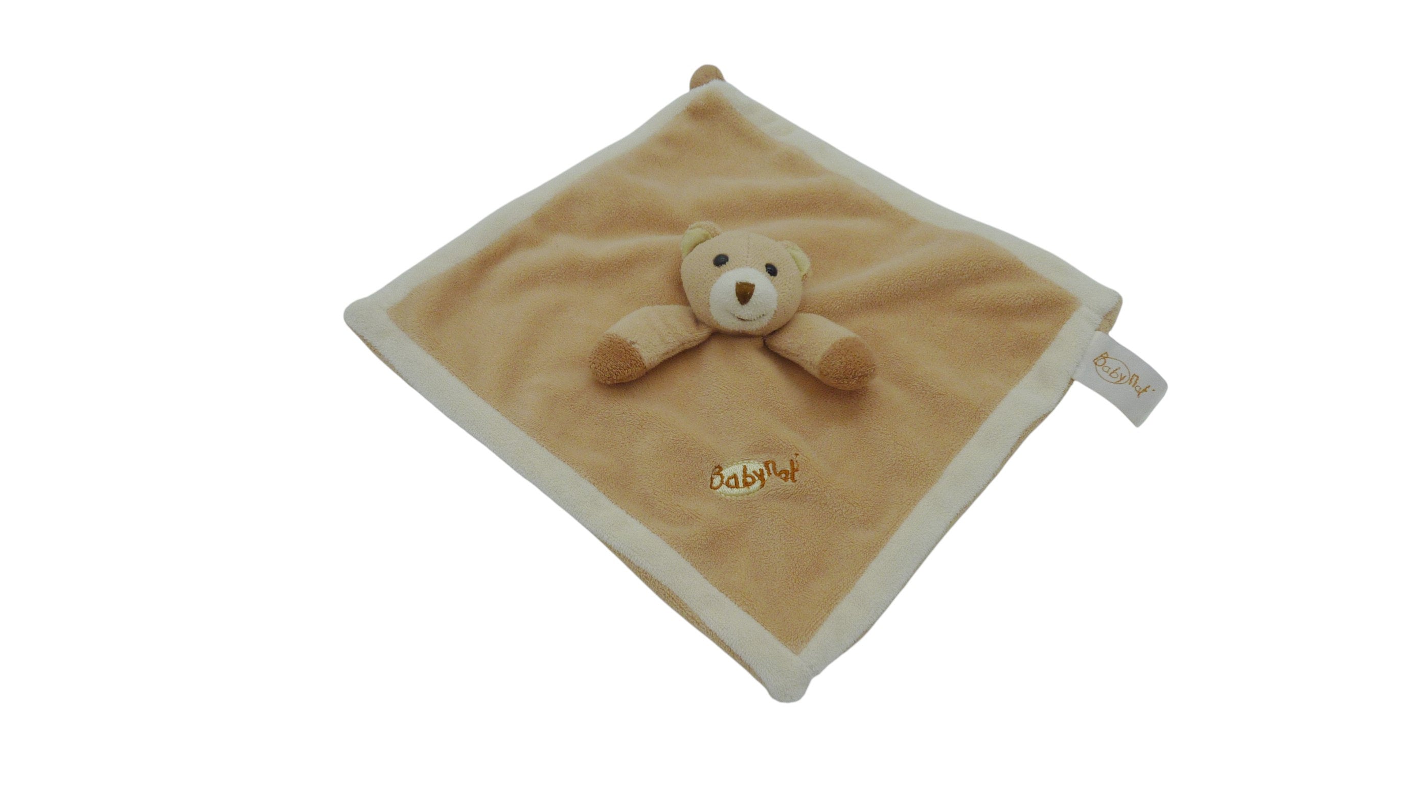 Doudou ours plat marron écru - Baby'Nat